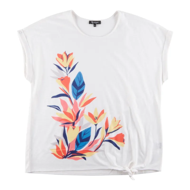 lily morgan Women's Plus Short Sleeve Top with Front Knot sold by Giant Tiger