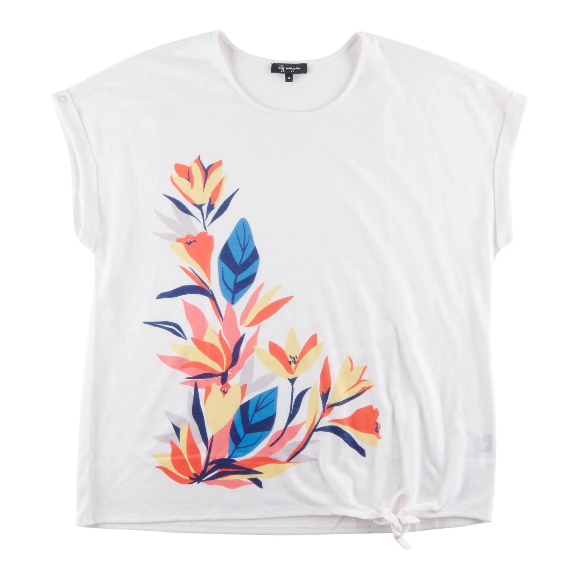 lily morgan Women's Plus Short Sleeve Top with Front Knot sold by Giant Tiger