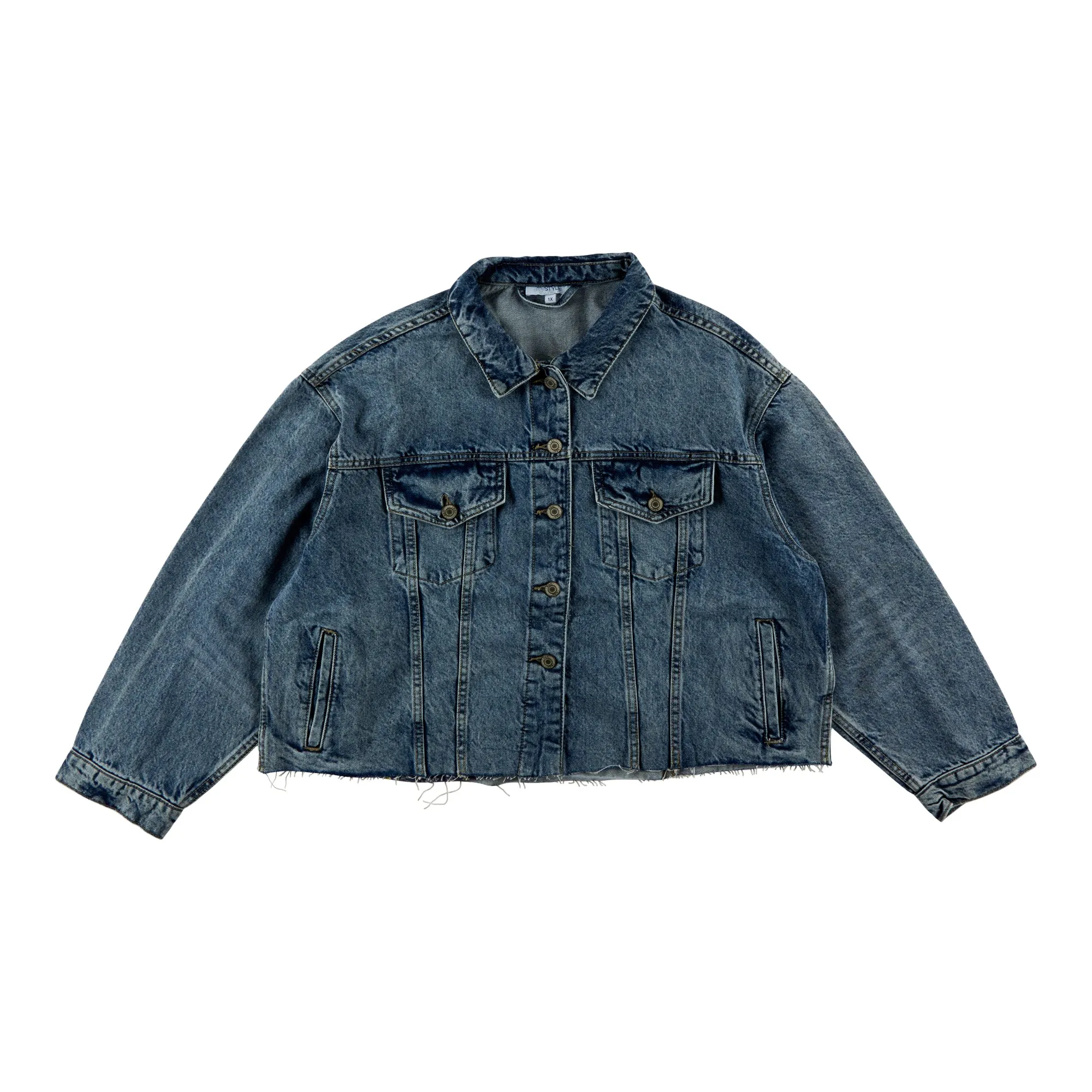 mySTYLE Women's Plus Cropped Denim Jacket sold by Giant Tiger