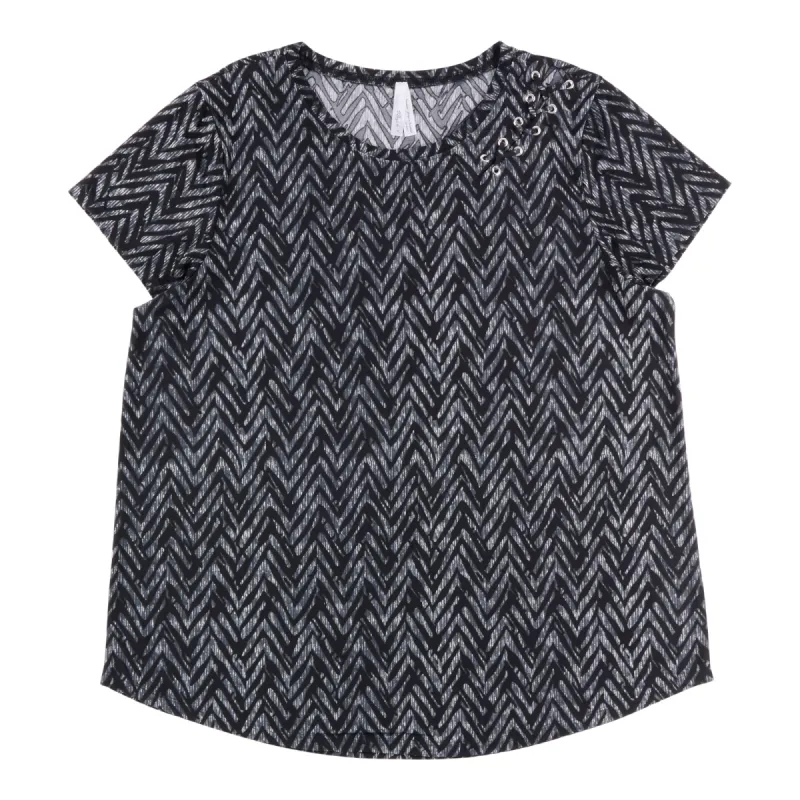Women's Plus Short Sleeve Top with Side Lace Detailing made by Giant Tiger