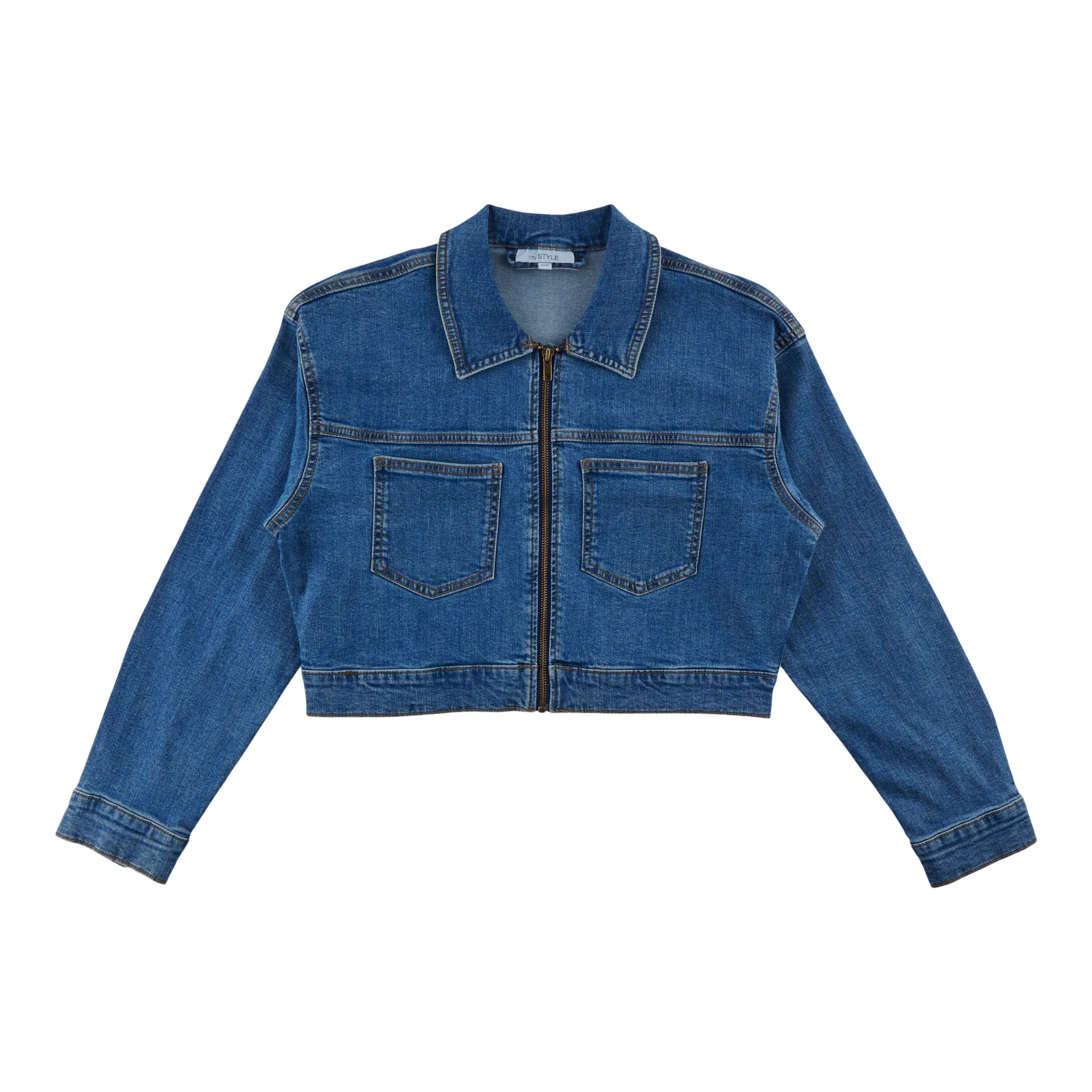 mySTYLE Women's Quest Zip Crop Denim Jacket sold by Giant Tiger