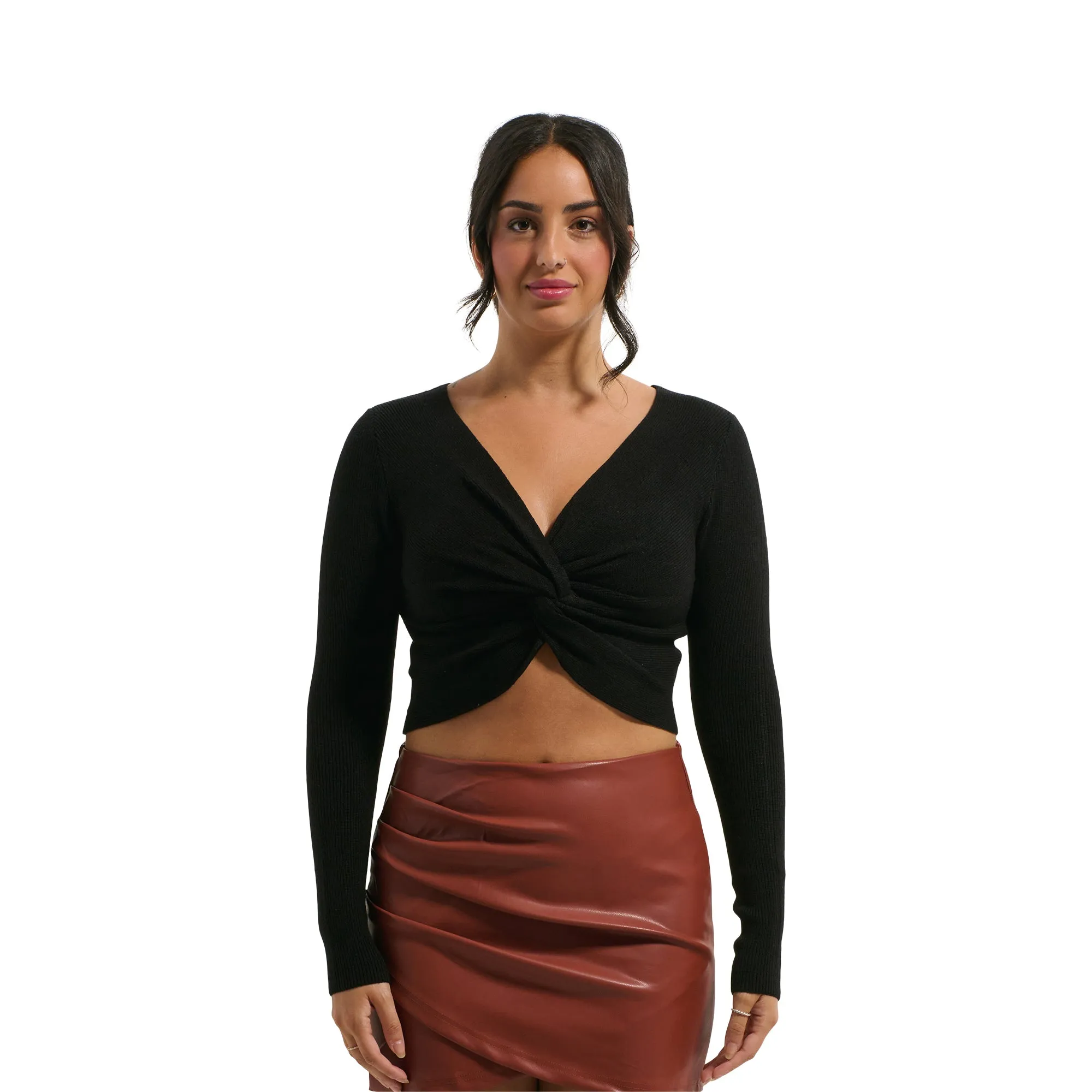 Women's Cropped Front Knot Sweater sold by Giant Tiger