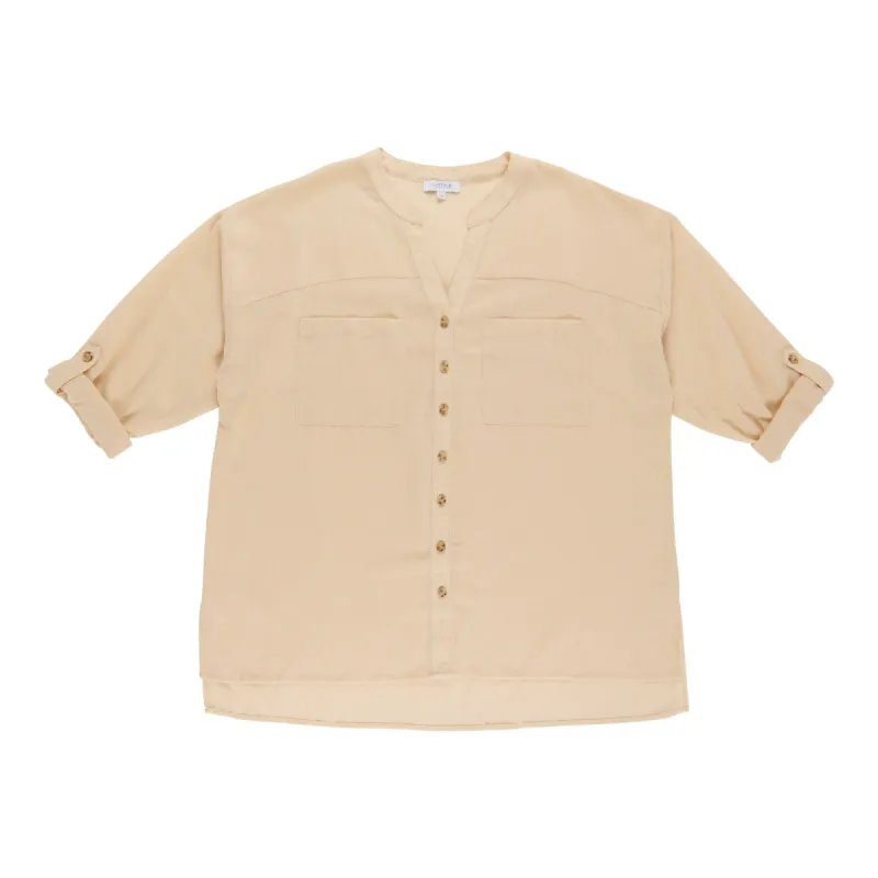mySTYLE Women's Plus Solid Linen Shirt sold by Giant Tiger