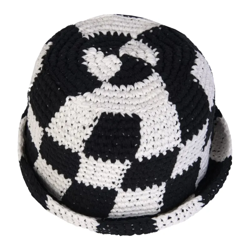 Hand knit checkered crochet bucket hat sold by Giant Tiger