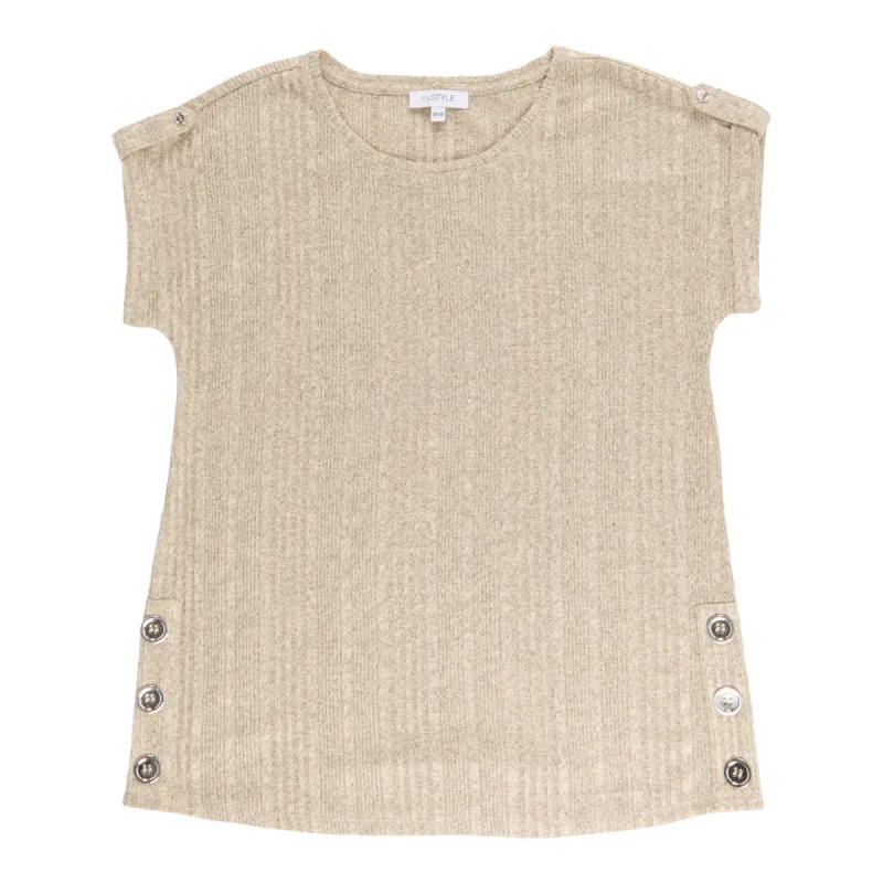 mySTYLE Women's Short Sleeve Ribbed Top sold by Giant Tiger
