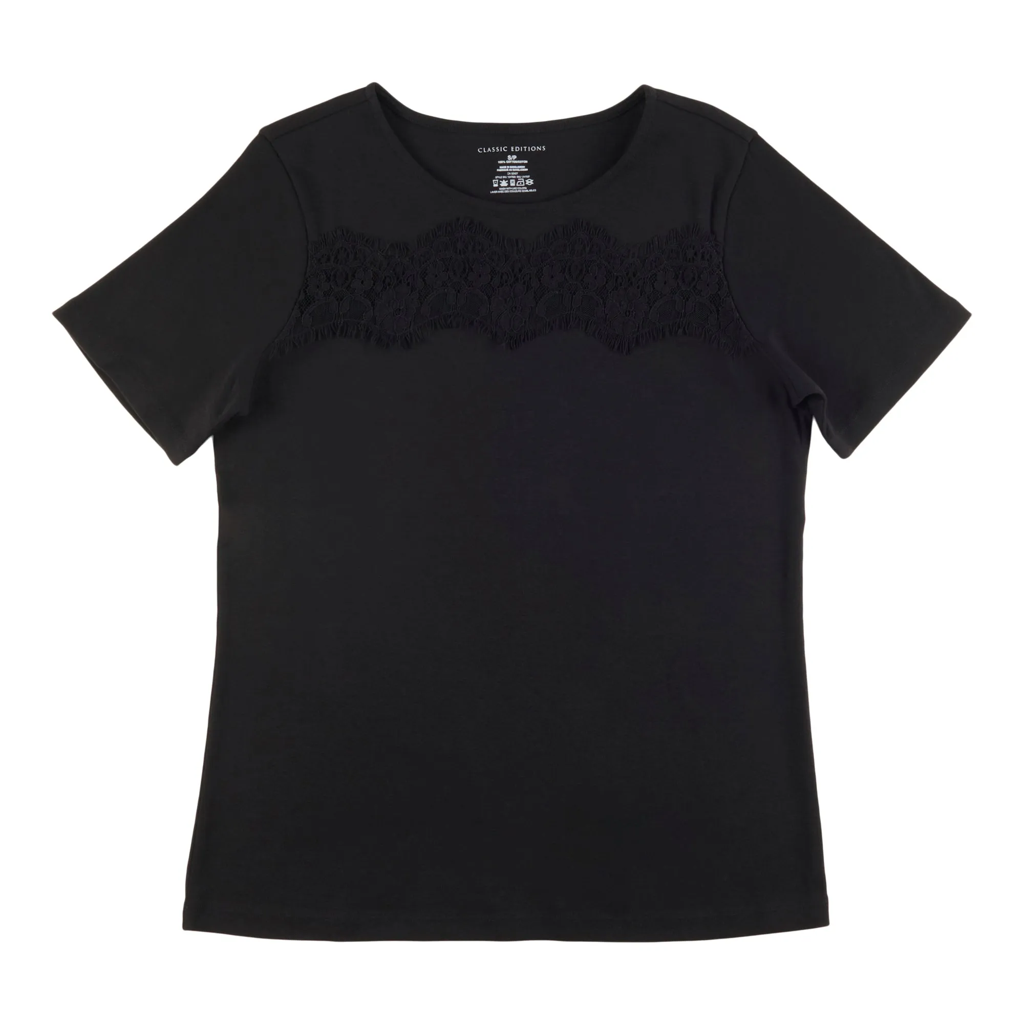 Classic Editions Women's Summer Look Cotton Short Sleeve Top with Crochet Detailing sold by Giant Tiger