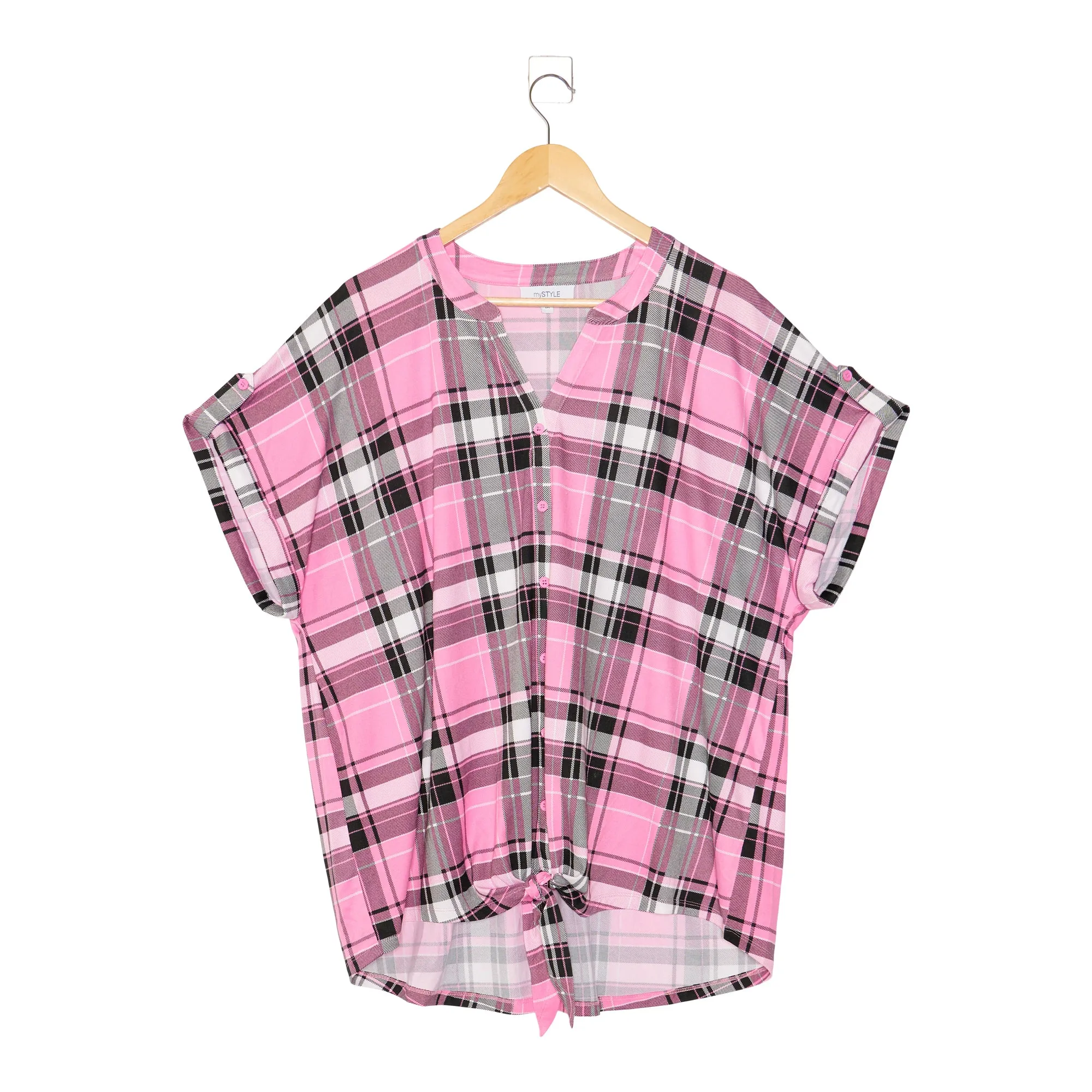 mySTYLE Women's Plus Seaside Plaid Tie Front Top sold by Giant Tiger product image thumbnail 2