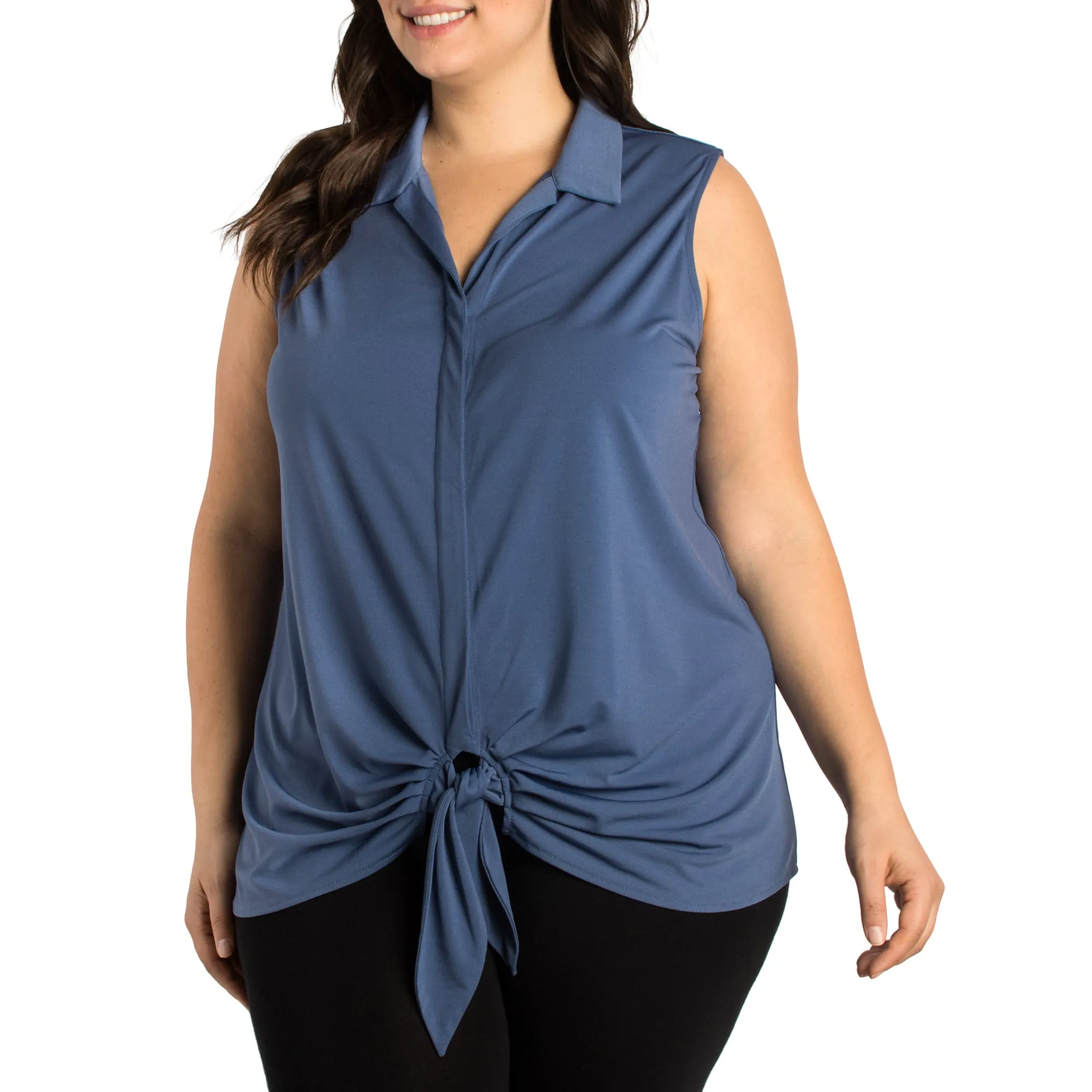 lily morgan Women's Plus Solid Tie-Front Top sold by Giant Tiger product image thumbnail 5