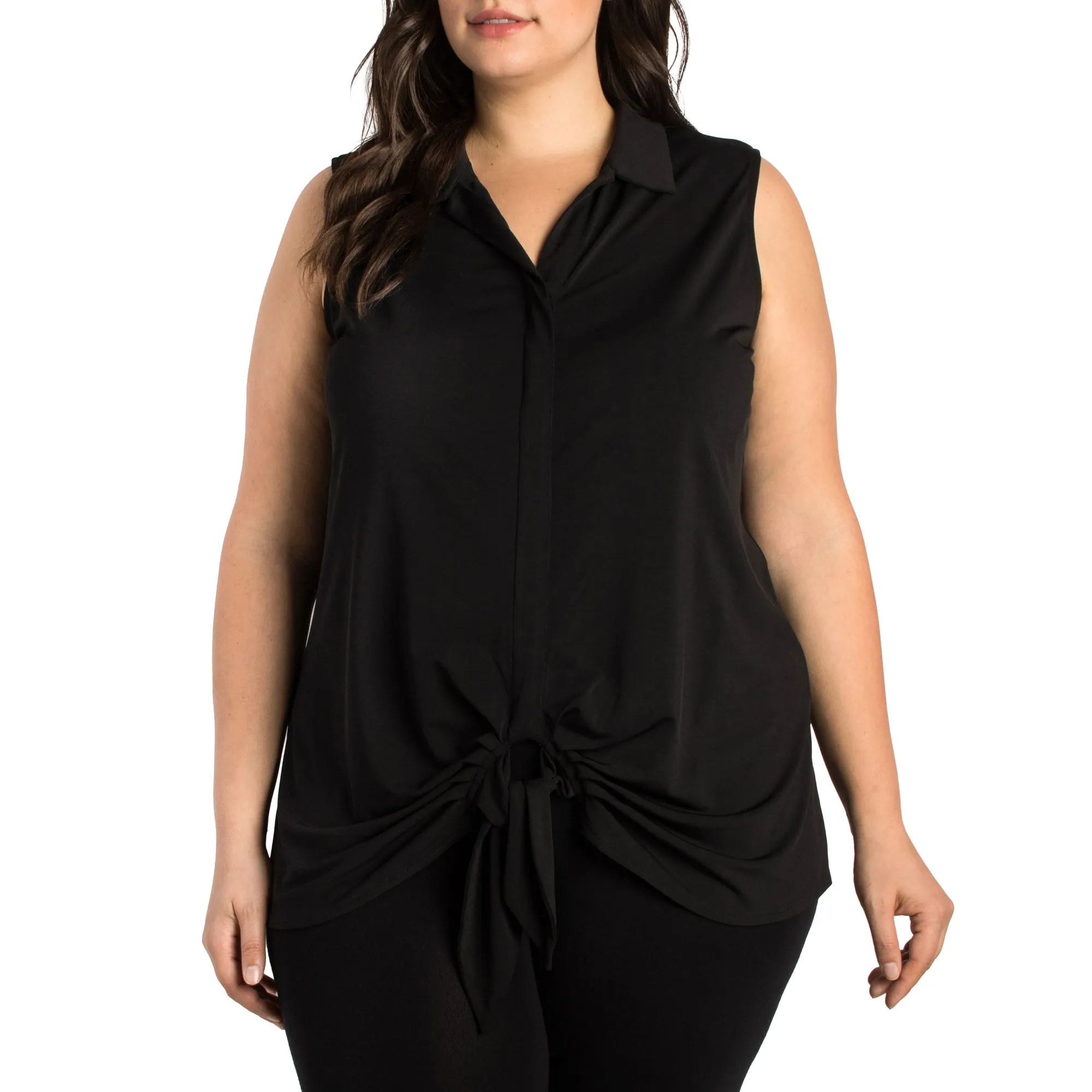 lily morgan Women's Plus Solid Tie-Front Top sold by Giant Tiger