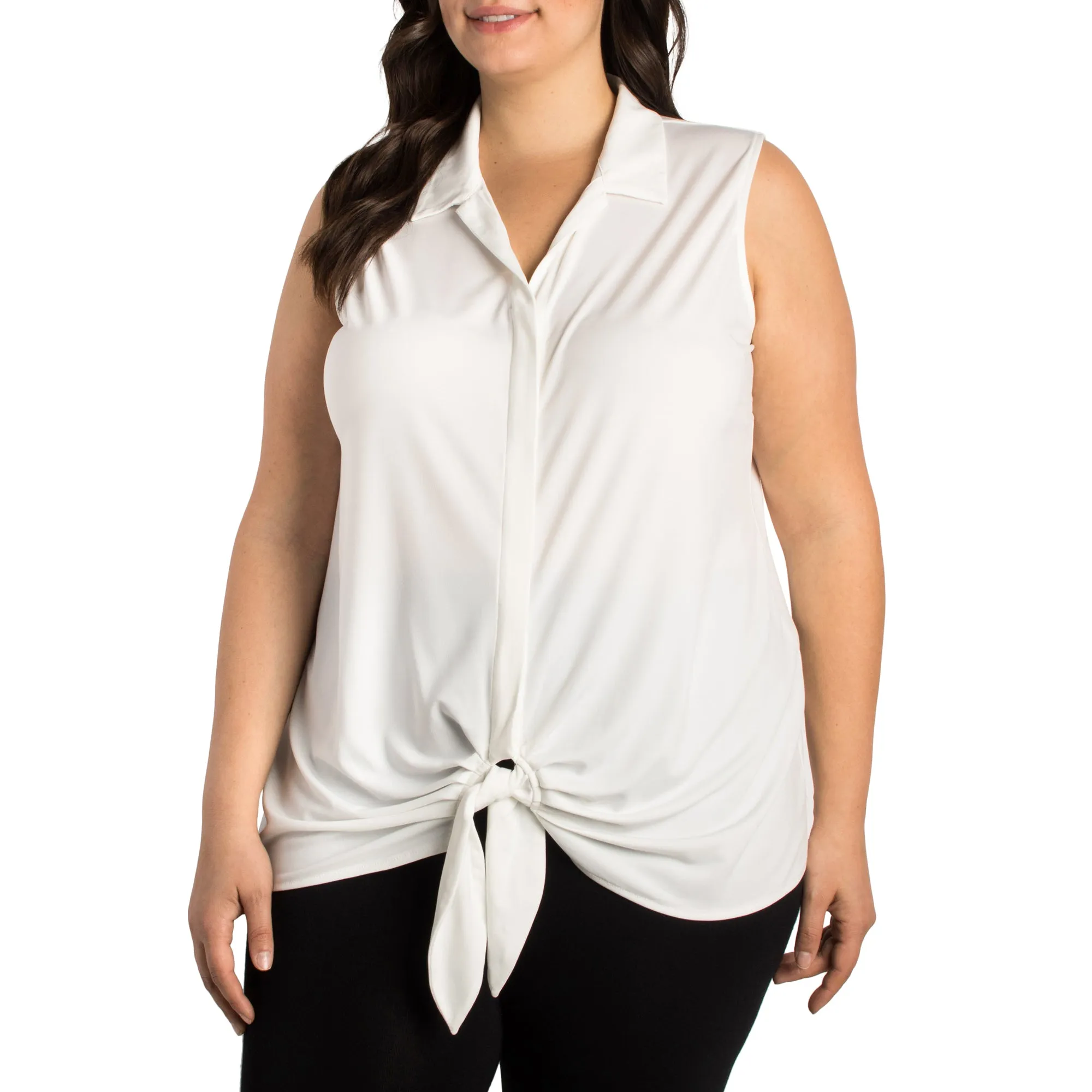 lily morgan Women's Plus Solid Tie-Front Top sold by Giant Tiger product image thumbnail 3