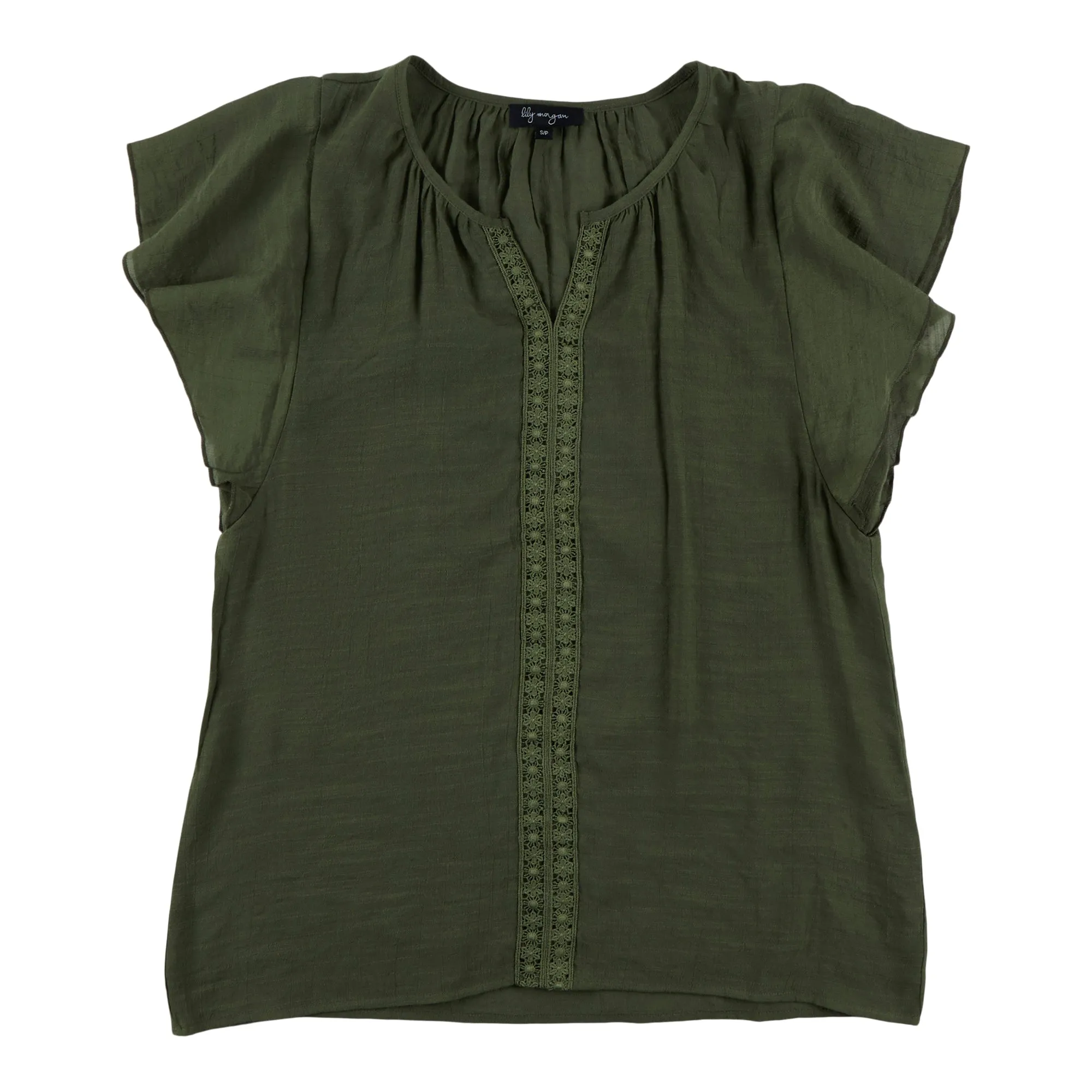 lily morgan Women's Exotic Short Sleeve Solid Crochet Blouse sold by Giant Tiger product image thumbnail 3