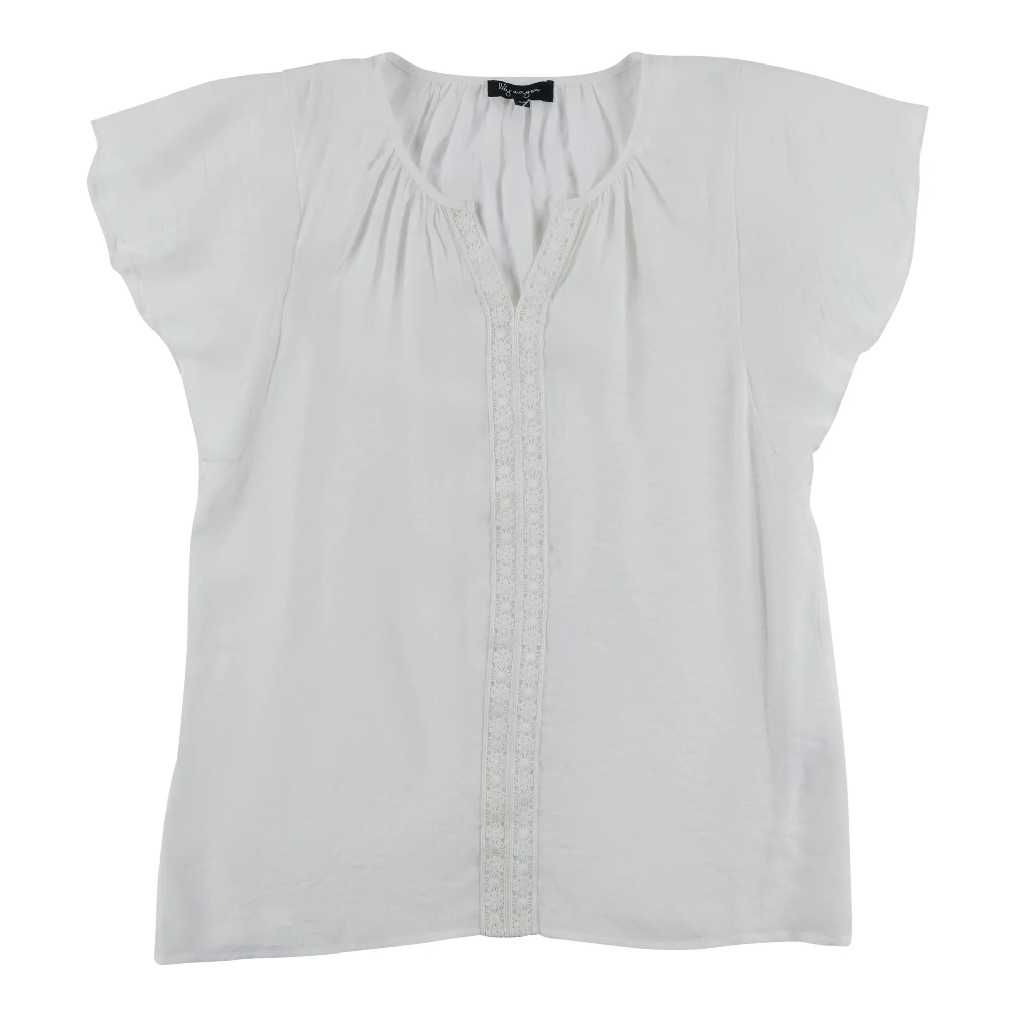 lily morgan Women's Exotic Short Sleeve Solid Crochet Blouse sold by Giant Tiger