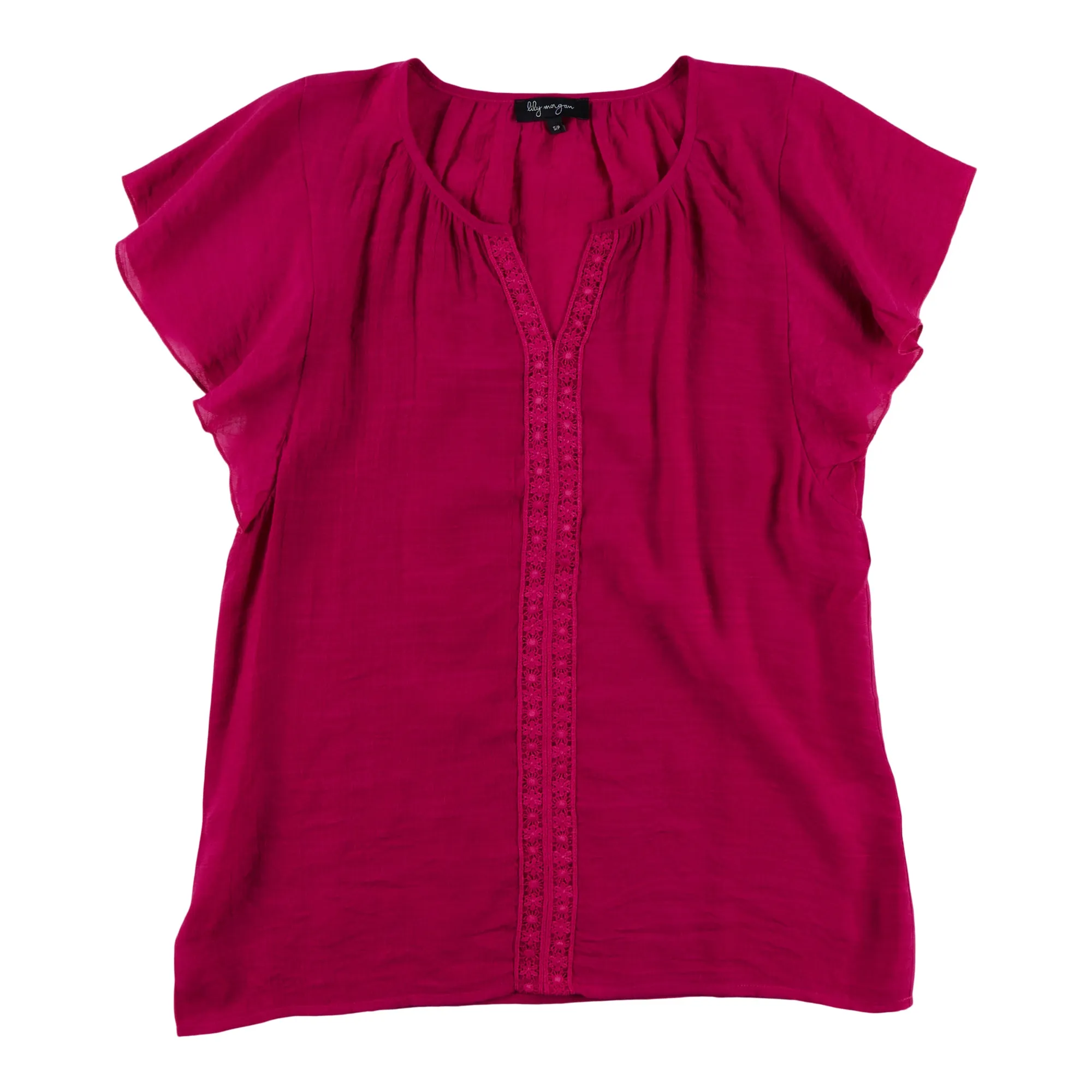 lily morgan Women's Exotic Short Sleeve Solid Crochet Blouse sold by Giant Tiger product image thumbnail 2