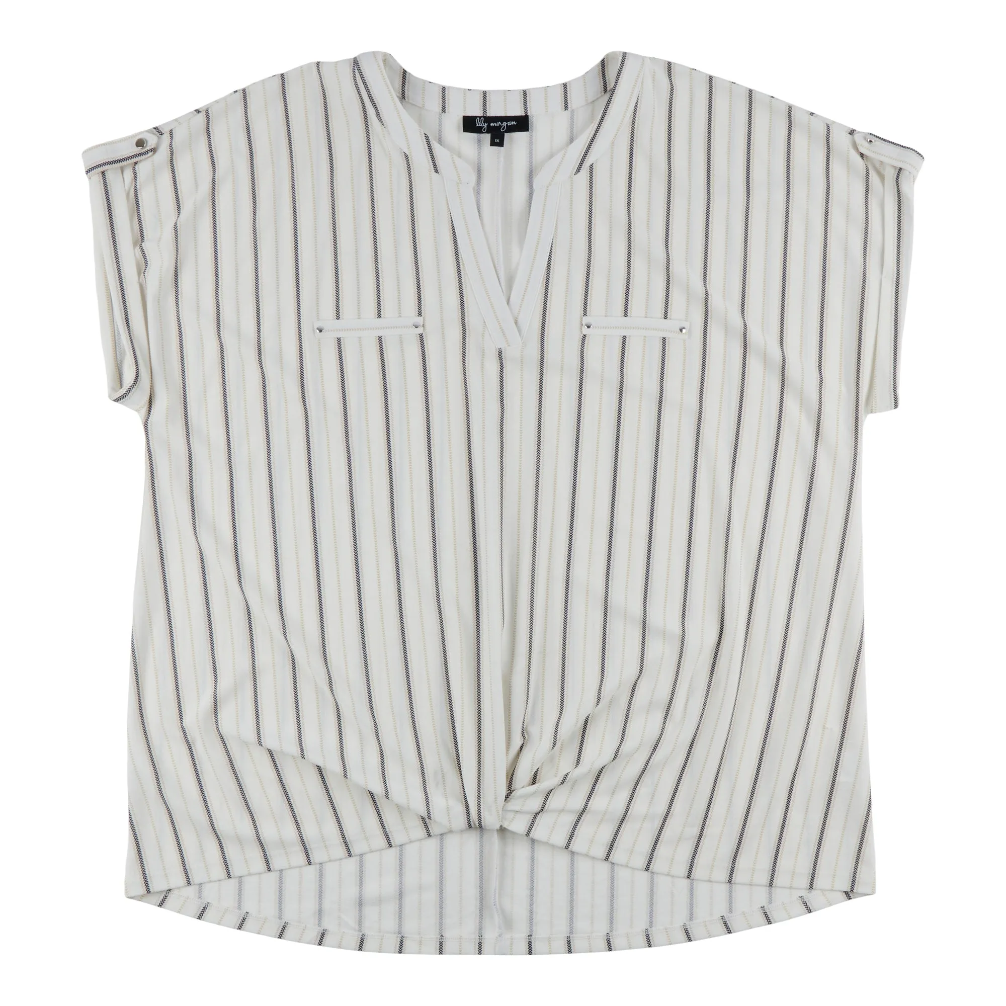 lily morgan Women's Plus V-Neck Fold Over Detail Blouse sold by Giant Tiger product image thumbnail 4