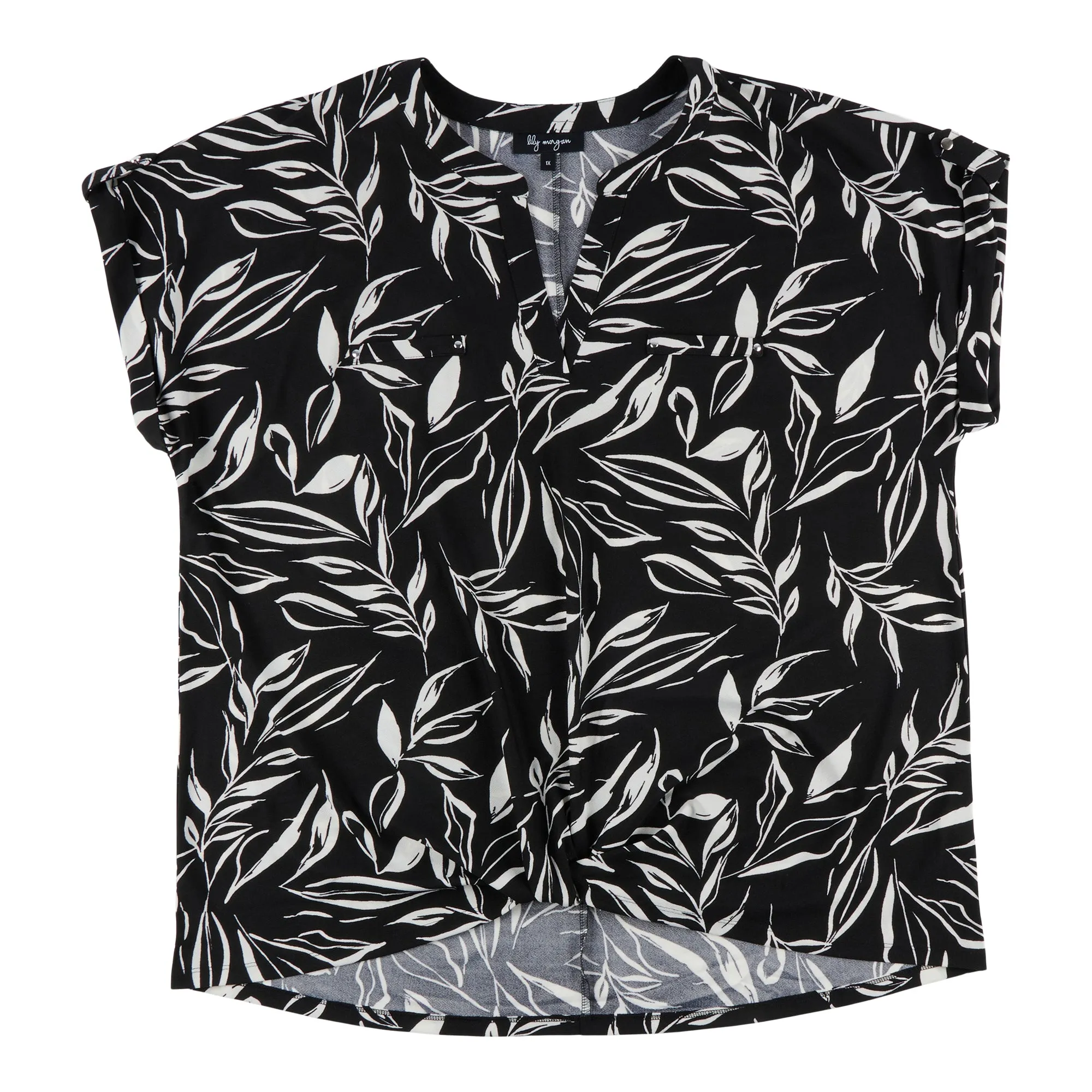 lily morgan Women's Plus V-Neck Fold Over Detail Blouse sold by Giant Tiger