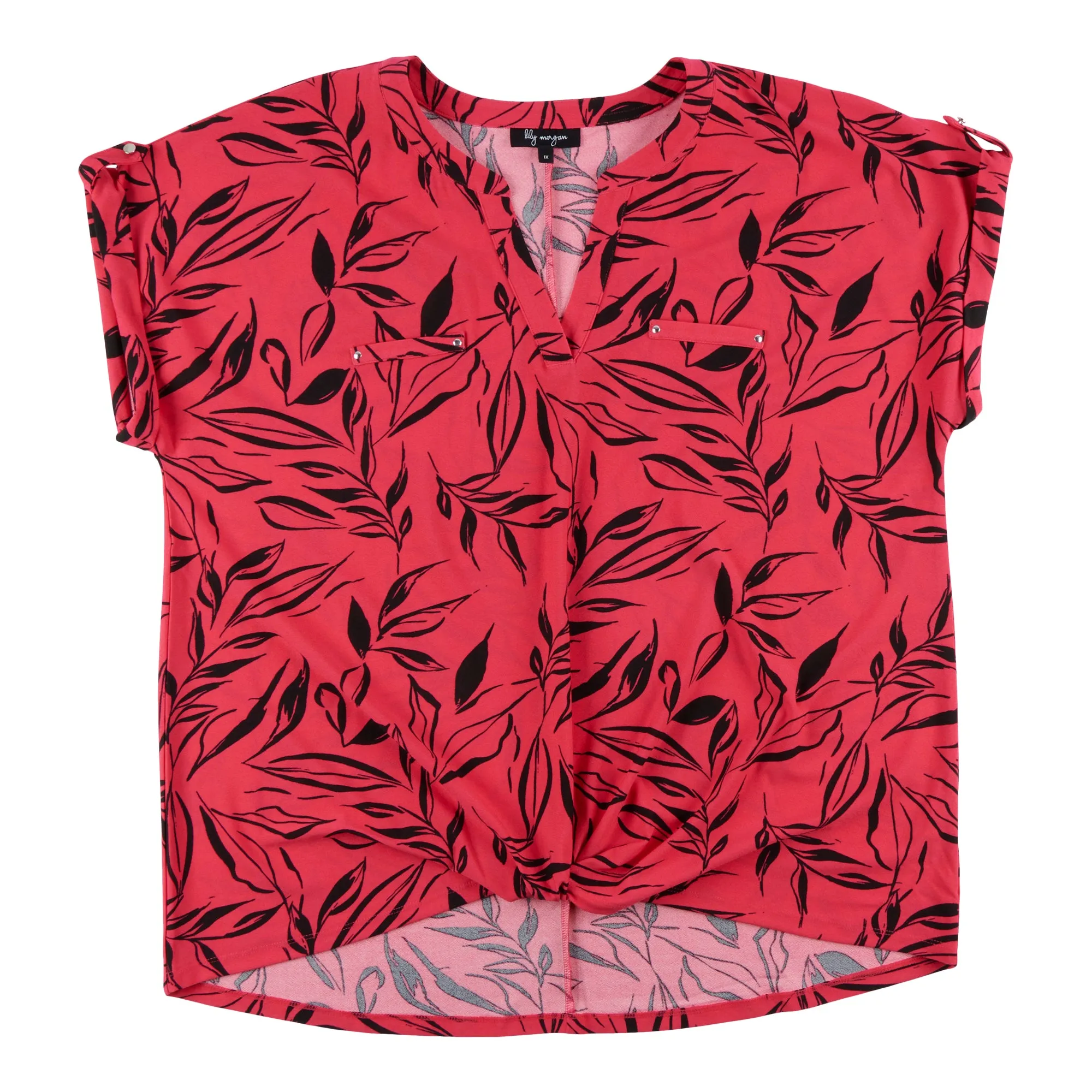 lily morgan Women's Plus V-Neck Fold Over Detail Blouse sold by Giant Tiger product image thumbnail 3