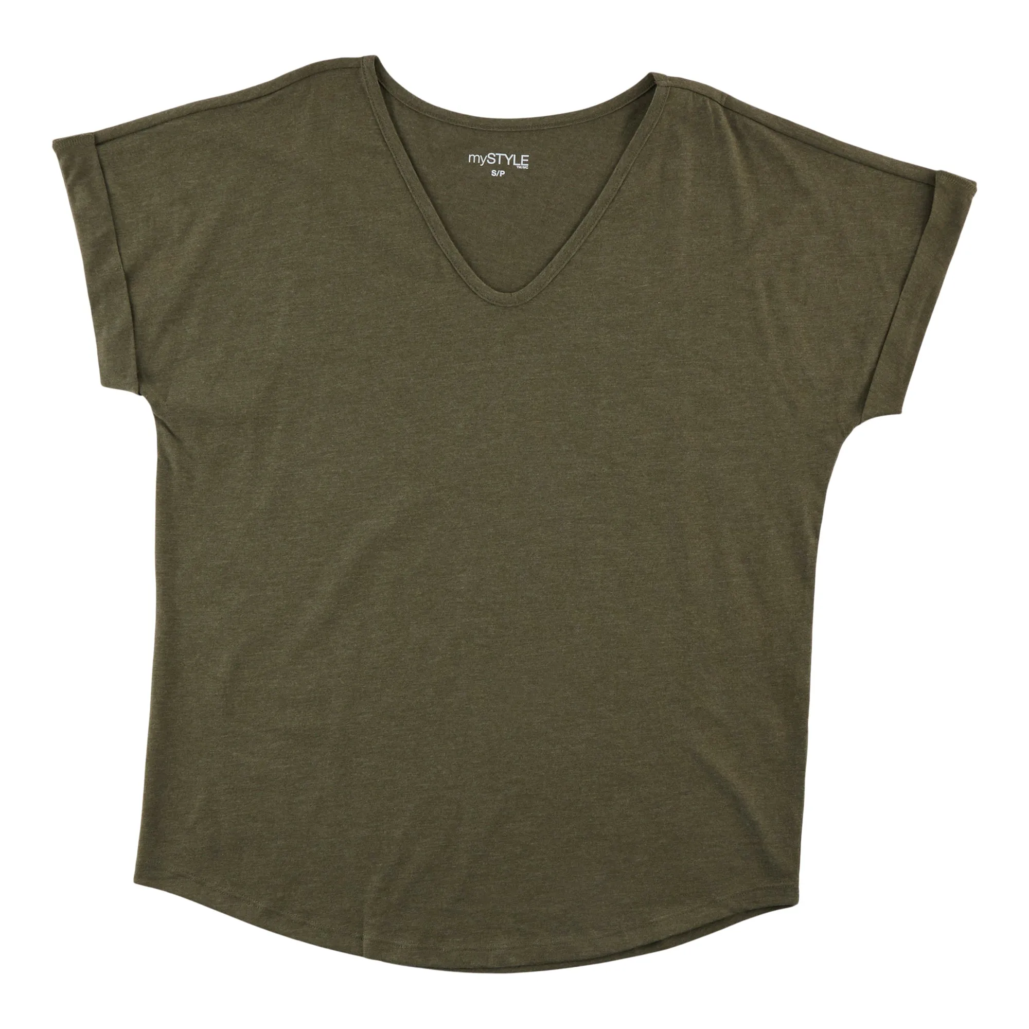 mySTYLE Women's V-Neck Rolled Sleeve Tee sold by Giant Tiger product image thumbnail 2