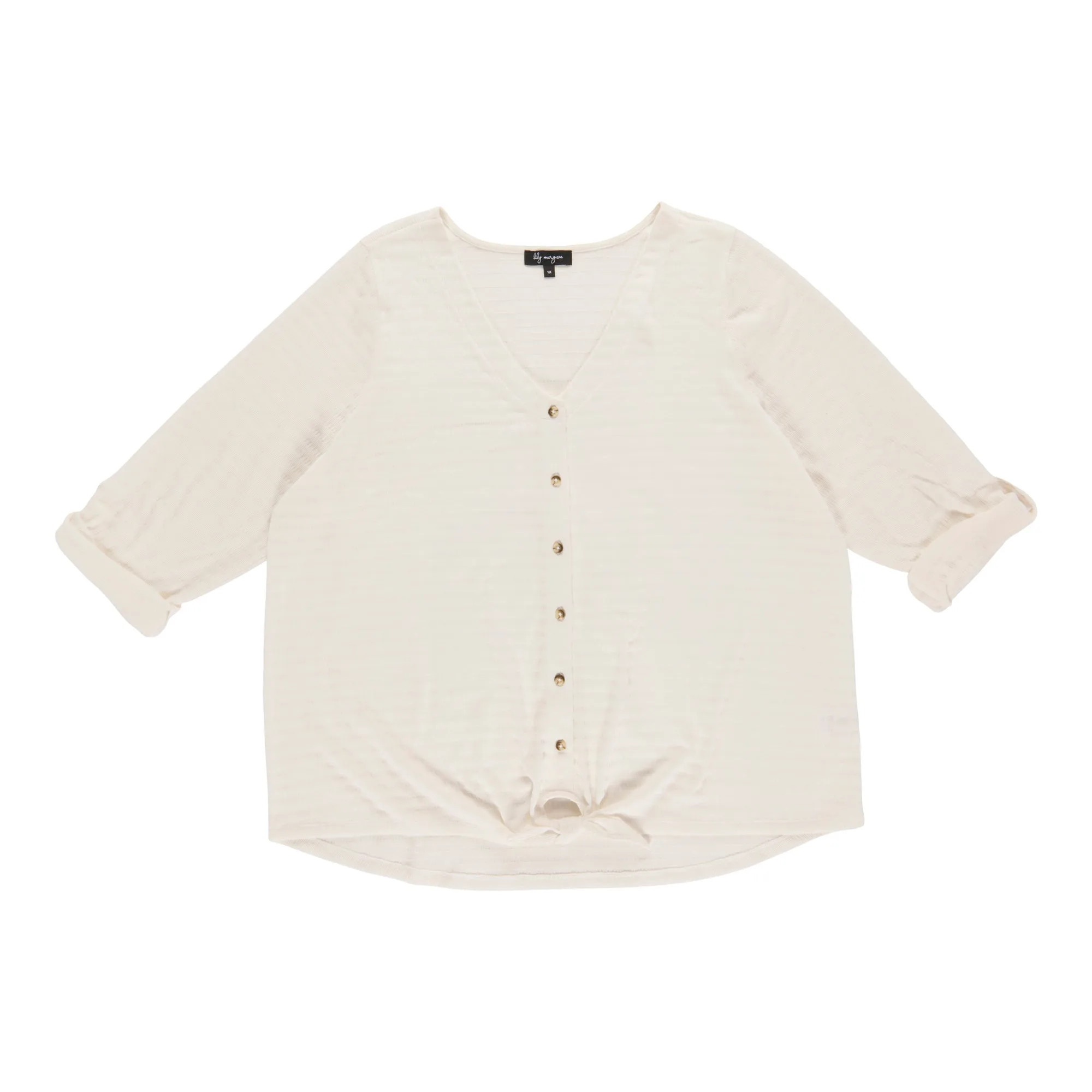 lily morgan Women's Plus V-Neck Tie Front Blouse sold by Giant Tiger