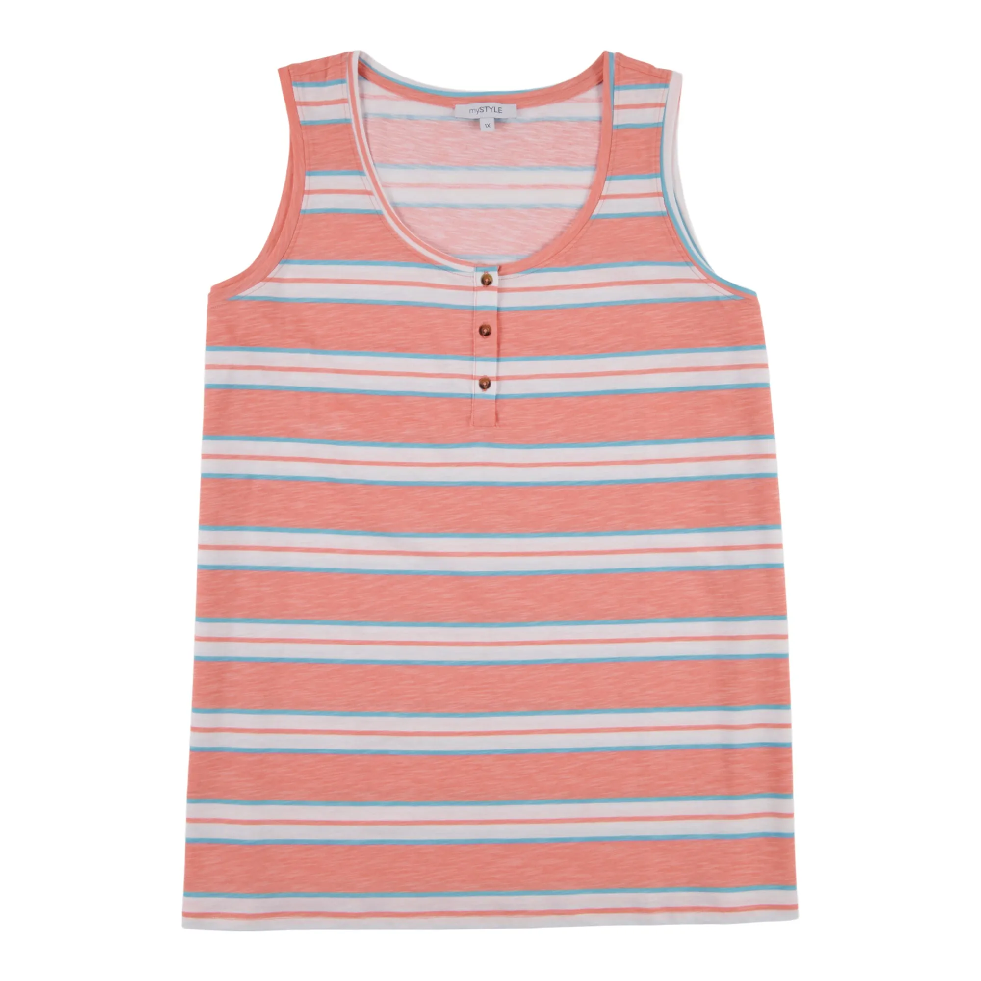 mySTYLE Women's Plus Striped Henley Tank Top sold by Giant Tiger product image thumbnail 2