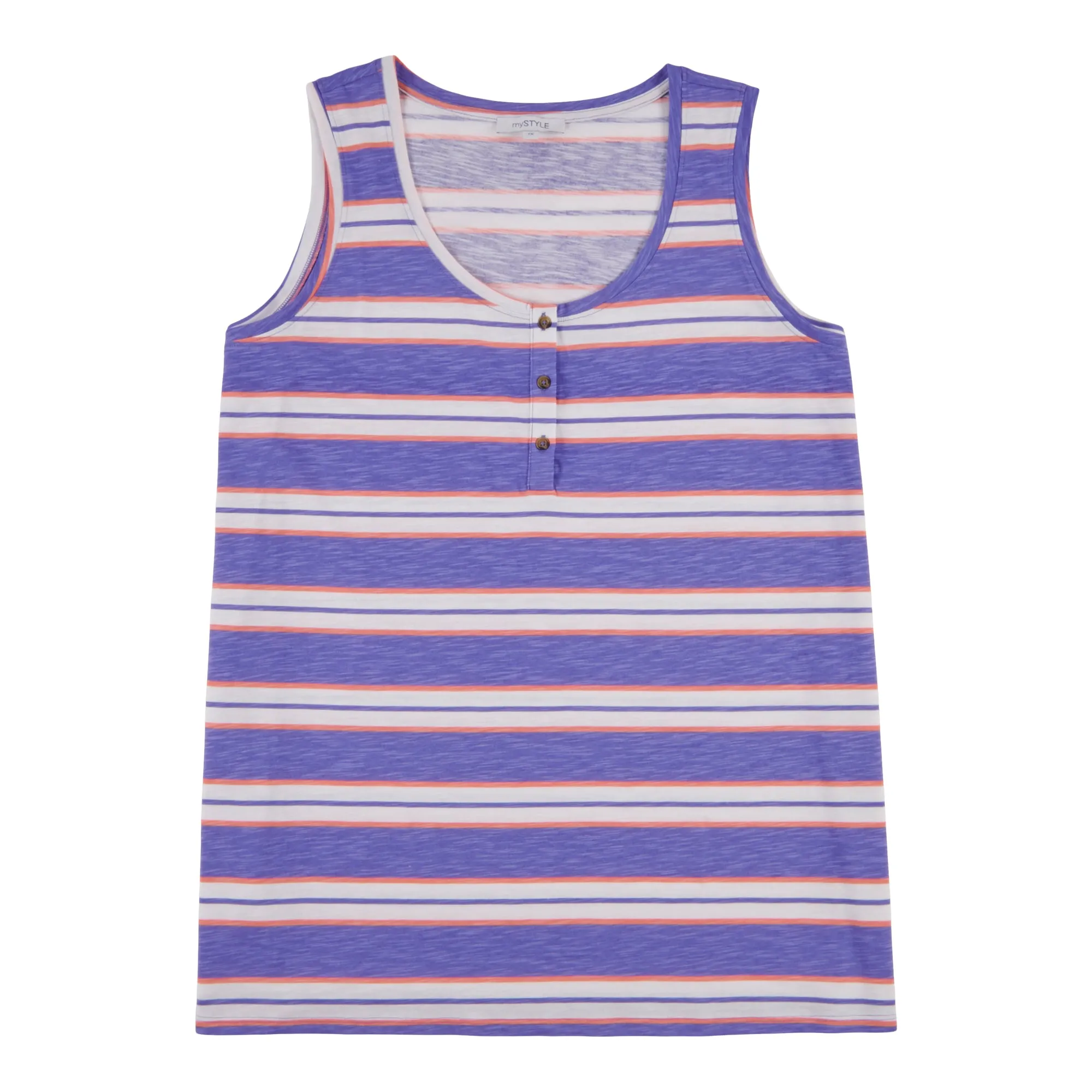 mySTYLE Women's Plus Striped Henley Tank Top sold by Giant Tiger product image thumbnail 3