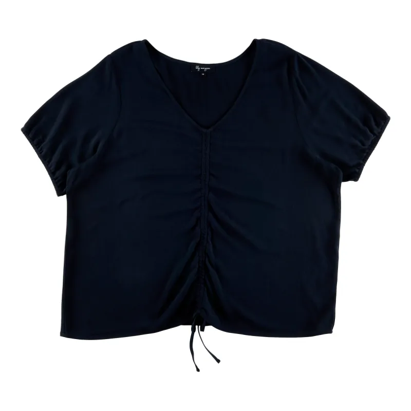 lily morgan Women's Plus Mystic Solid Ruched Front Top sold by Giant Tiger