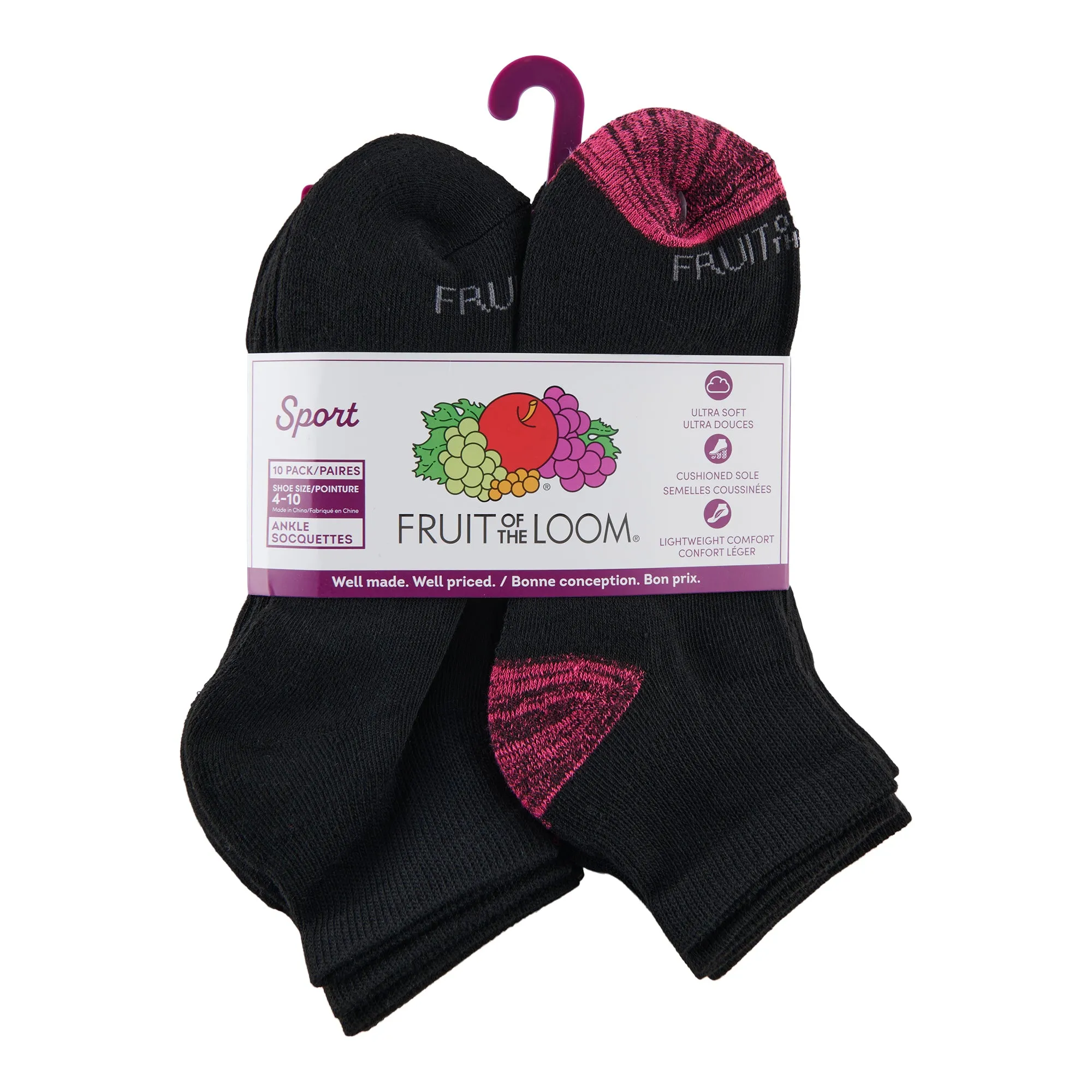 Fruit of the Loom Women's Ankle Socks, 10-Pack sold by Giant Tiger