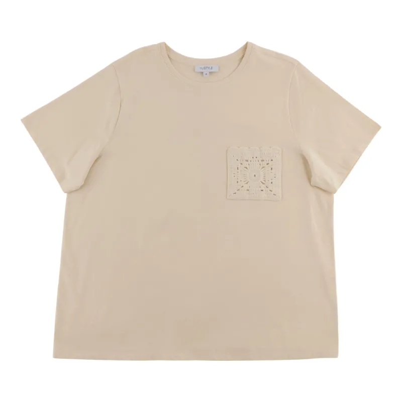 mySTYLE Women's Plus Crochet Pocket Tee sold by Giant Tiger