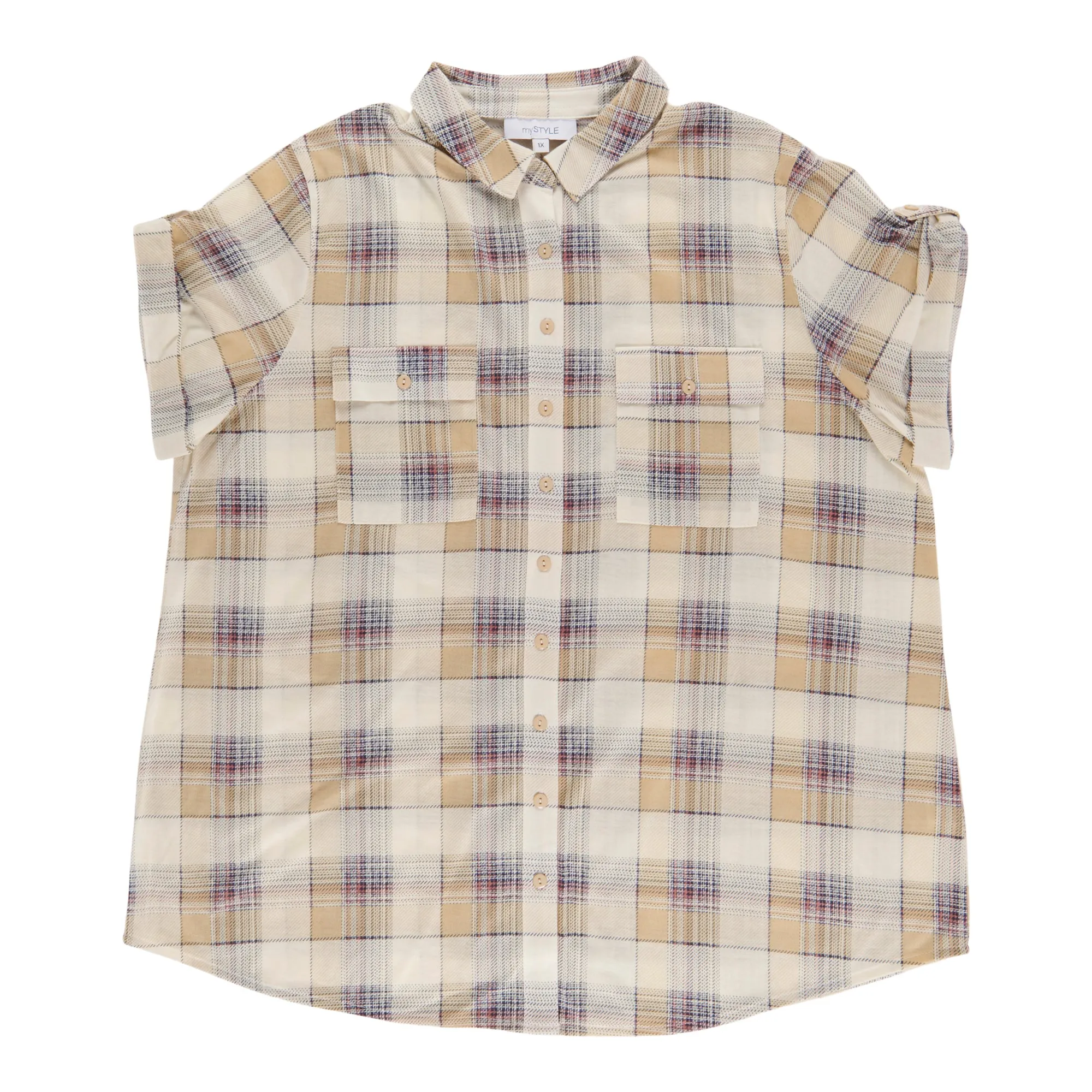 mySTYLE Women's Plus Button-Up Cap Sleeve Shirt sold by Giant Tiger product image thumbnail 2