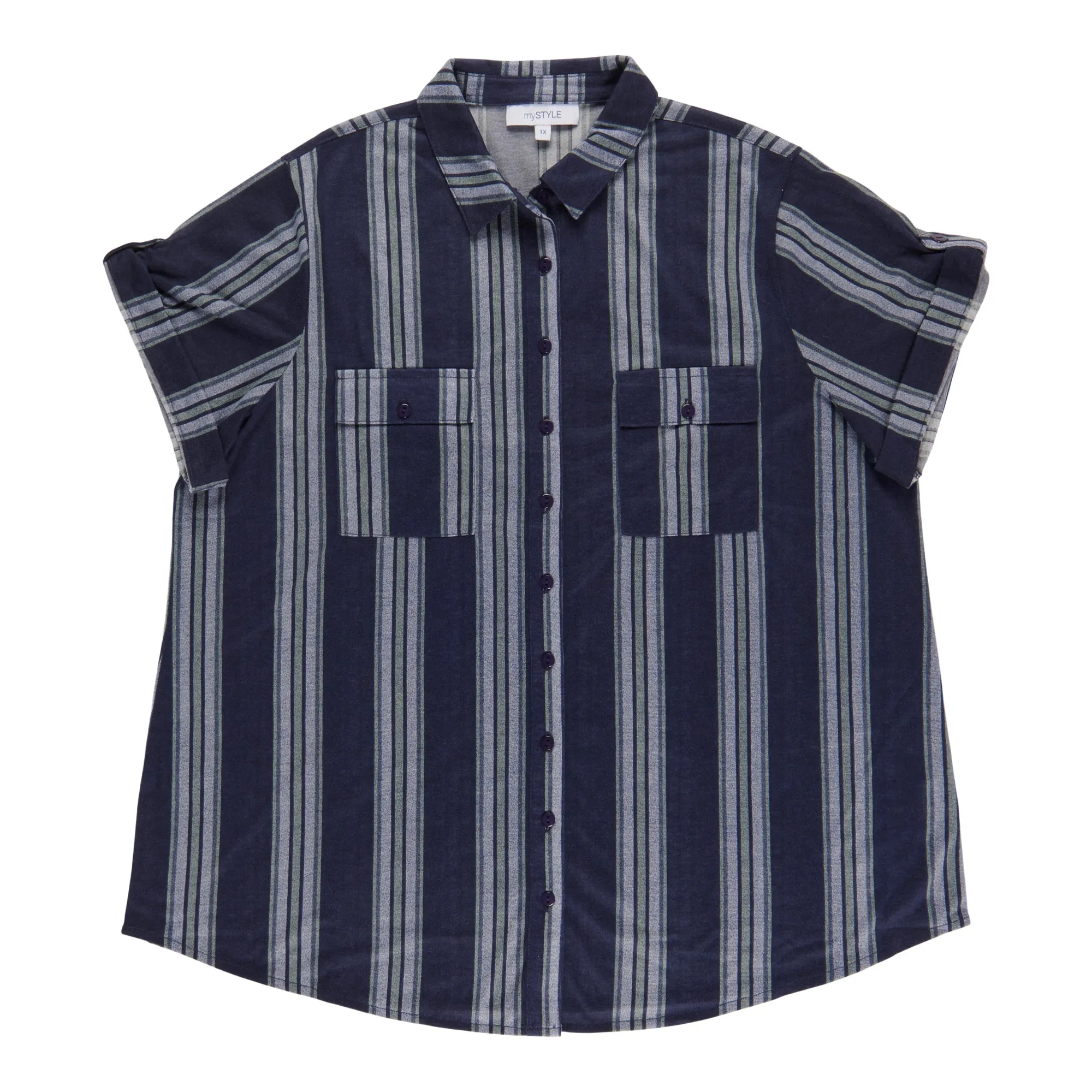 mySTYLE Women's Plus Button-Up Cap Sleeve Shirt sold by Giant Tiger