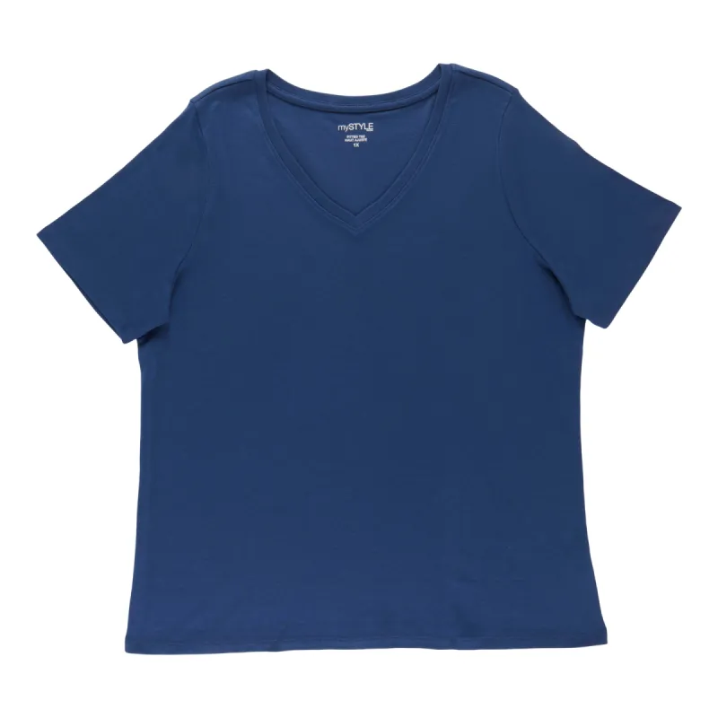 mySTYLE Women's Plus V-Neck Fitted T-Shirt sold by Giant Tiger