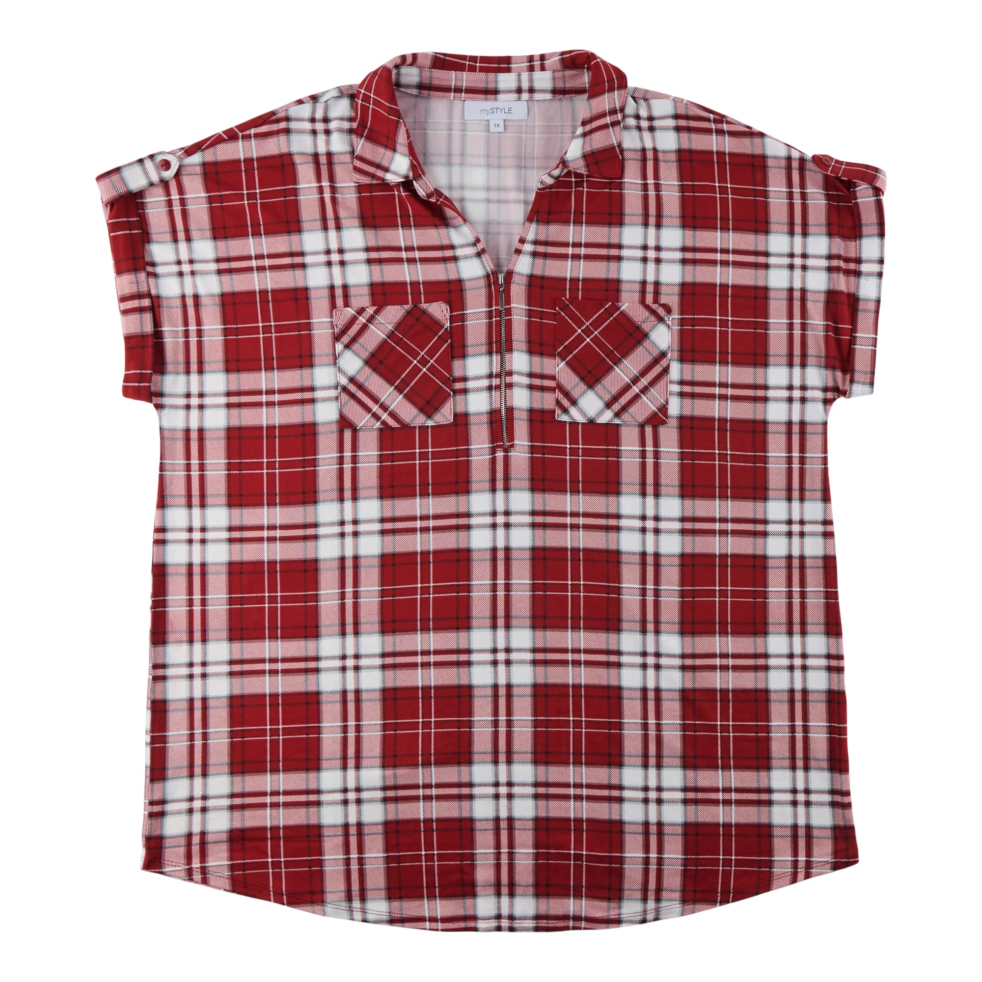 mySTYLE Women's Plus Street Smart Plaid Cap Sleeve Top sold by Giant Tiger product image thumbnail 2