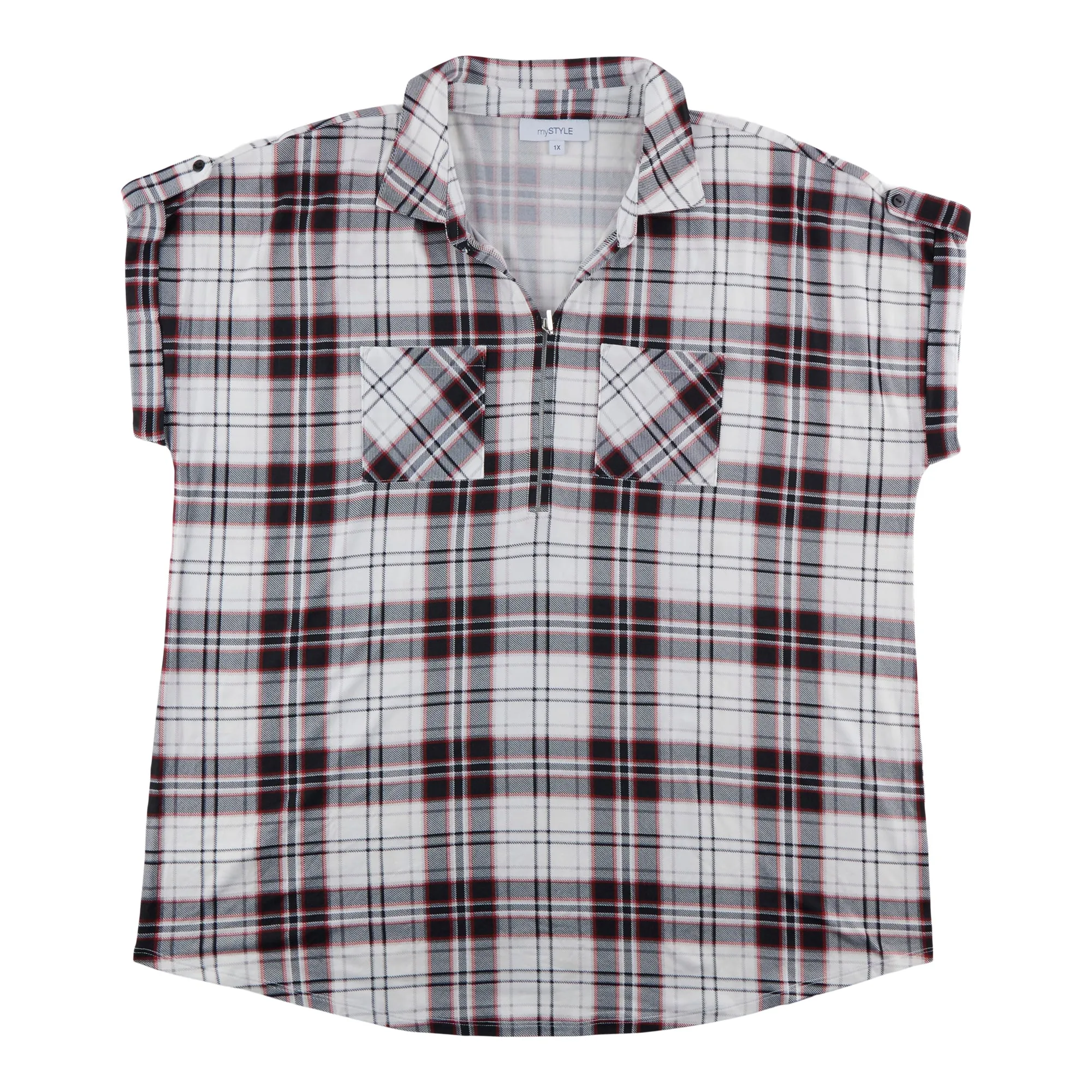 mySTYLE Women's Plus Street Smart Plaid Cap Sleeve Top sold by Giant Tiger product image thumbnail 3