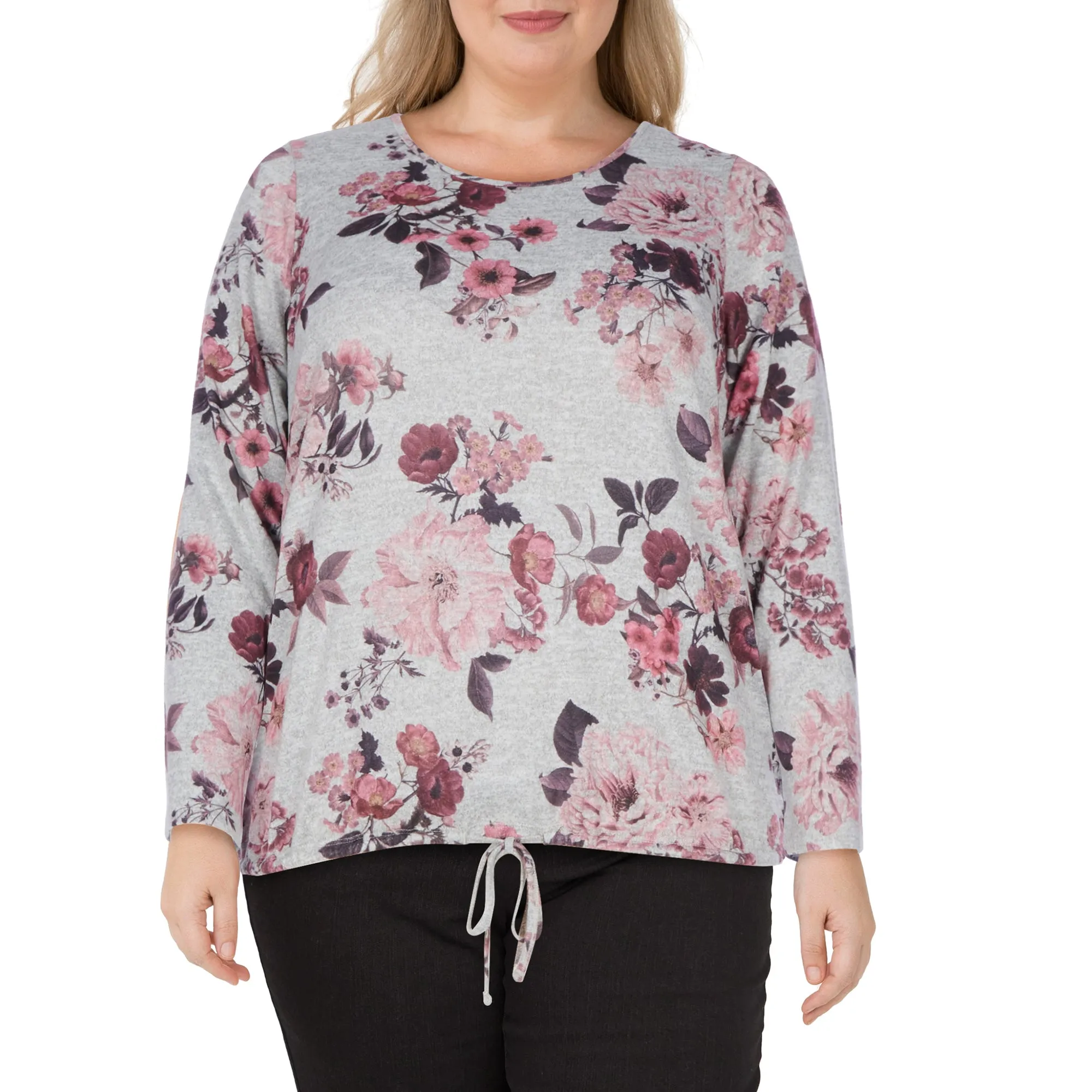 lily morgan Women's Plus Round Neck Tie Front Blouse sold by Giant Tiger product image thumbnail 5