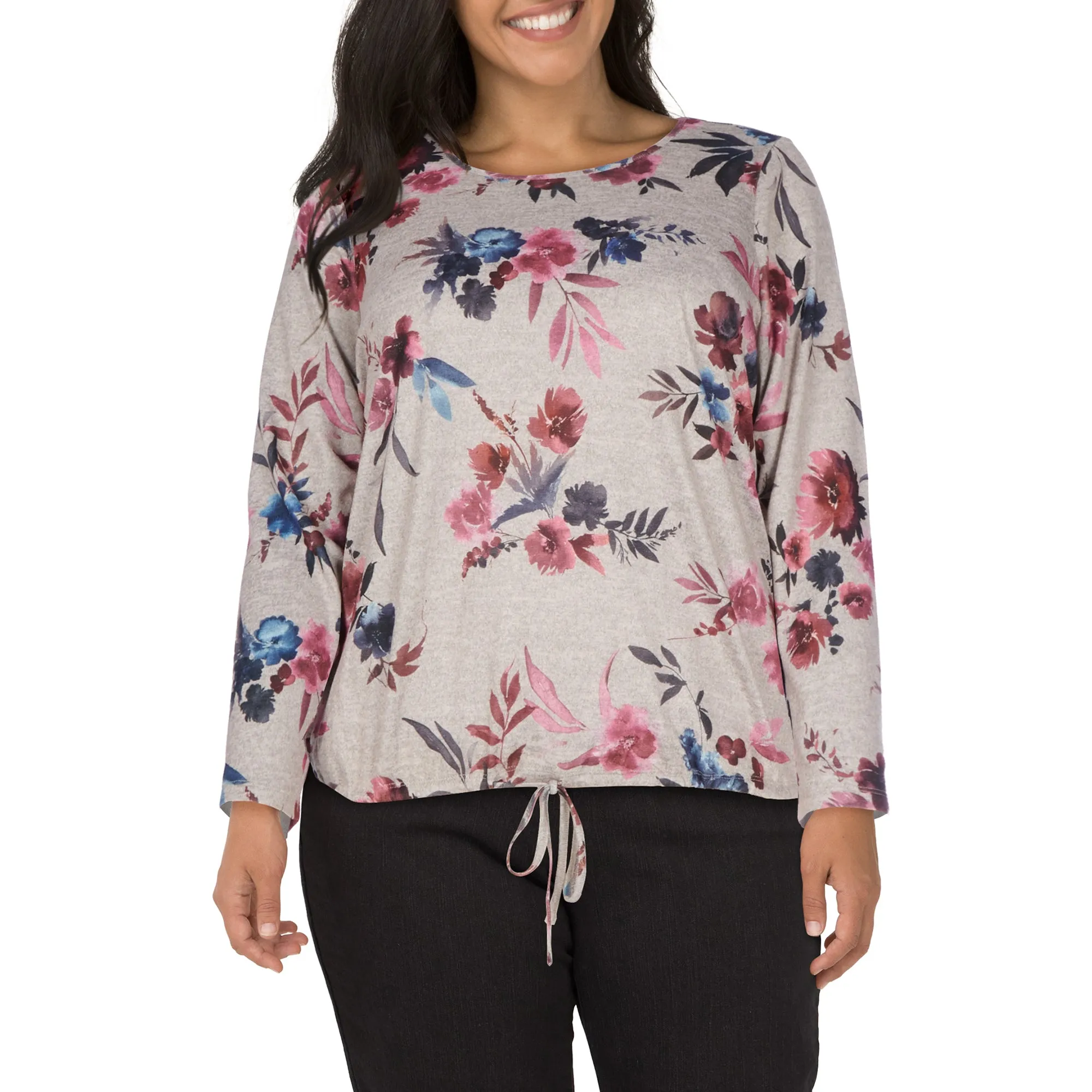 lily morgan Women's Plus Round Neck Tie Front Blouse sold by Giant Tiger product image thumbnail 3