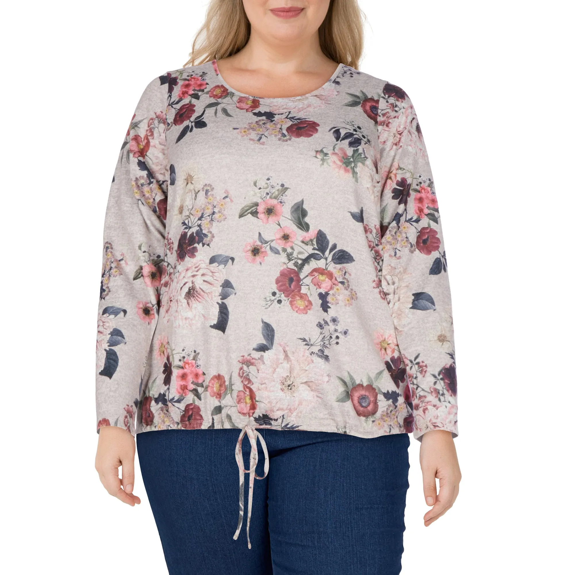 lily morgan Women's Plus Round Neck Tie Front Blouse sold by Giant Tiger