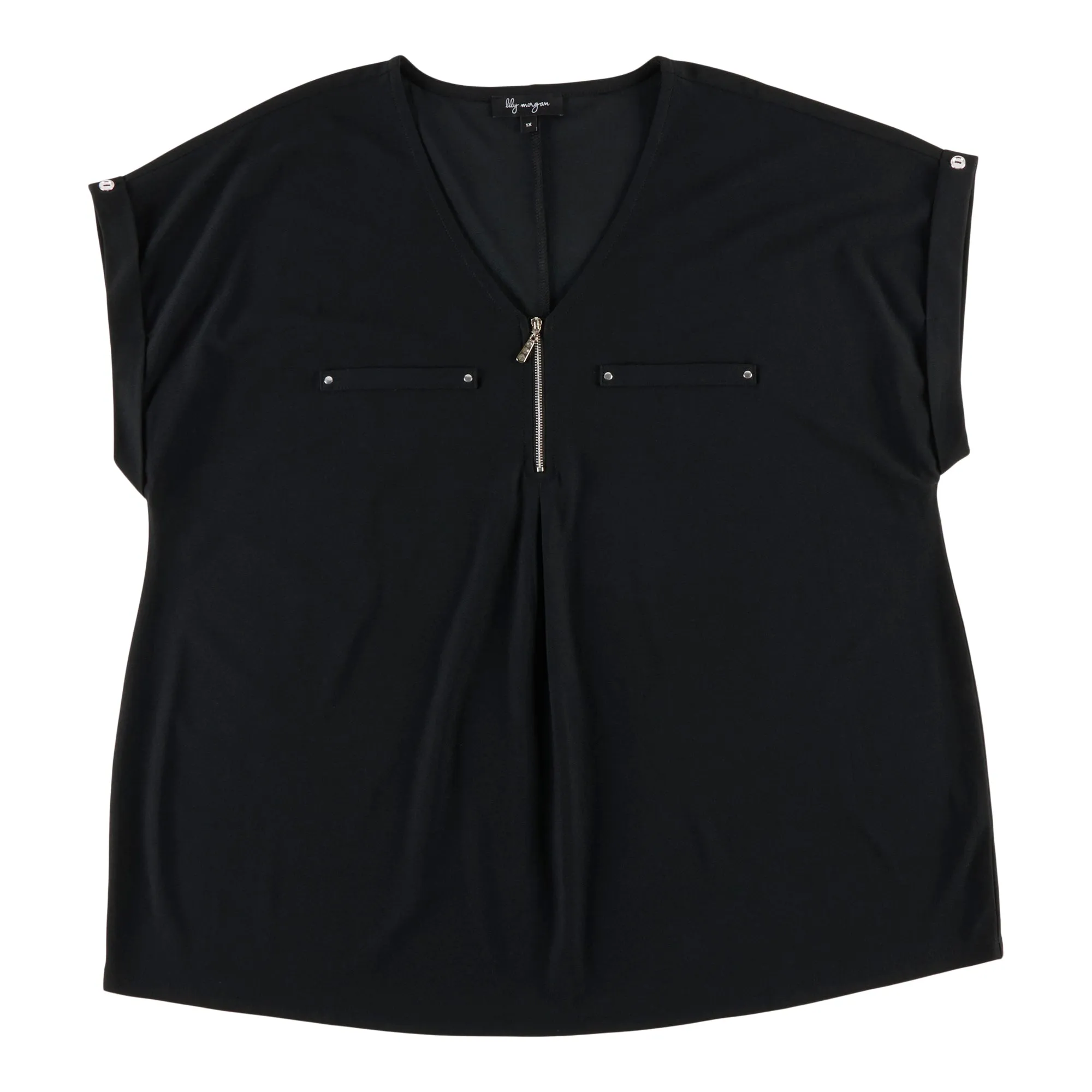 lily morgan Women's Plus V-Neck Zip Cuffed Blouse sold by Giant Tiger