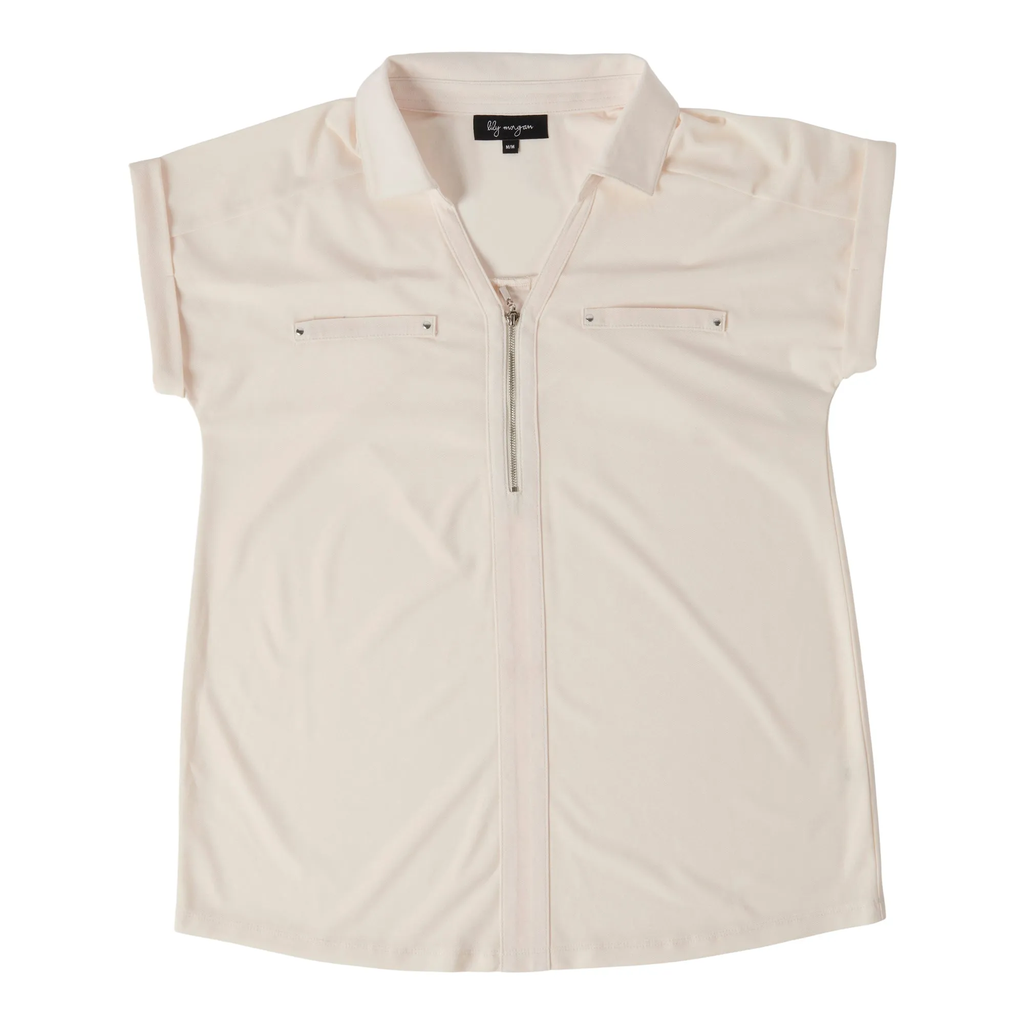 lily morgan Women's Solid Spring Flair Zip Front Top sold by Giant Tiger product image thumbnail 2
