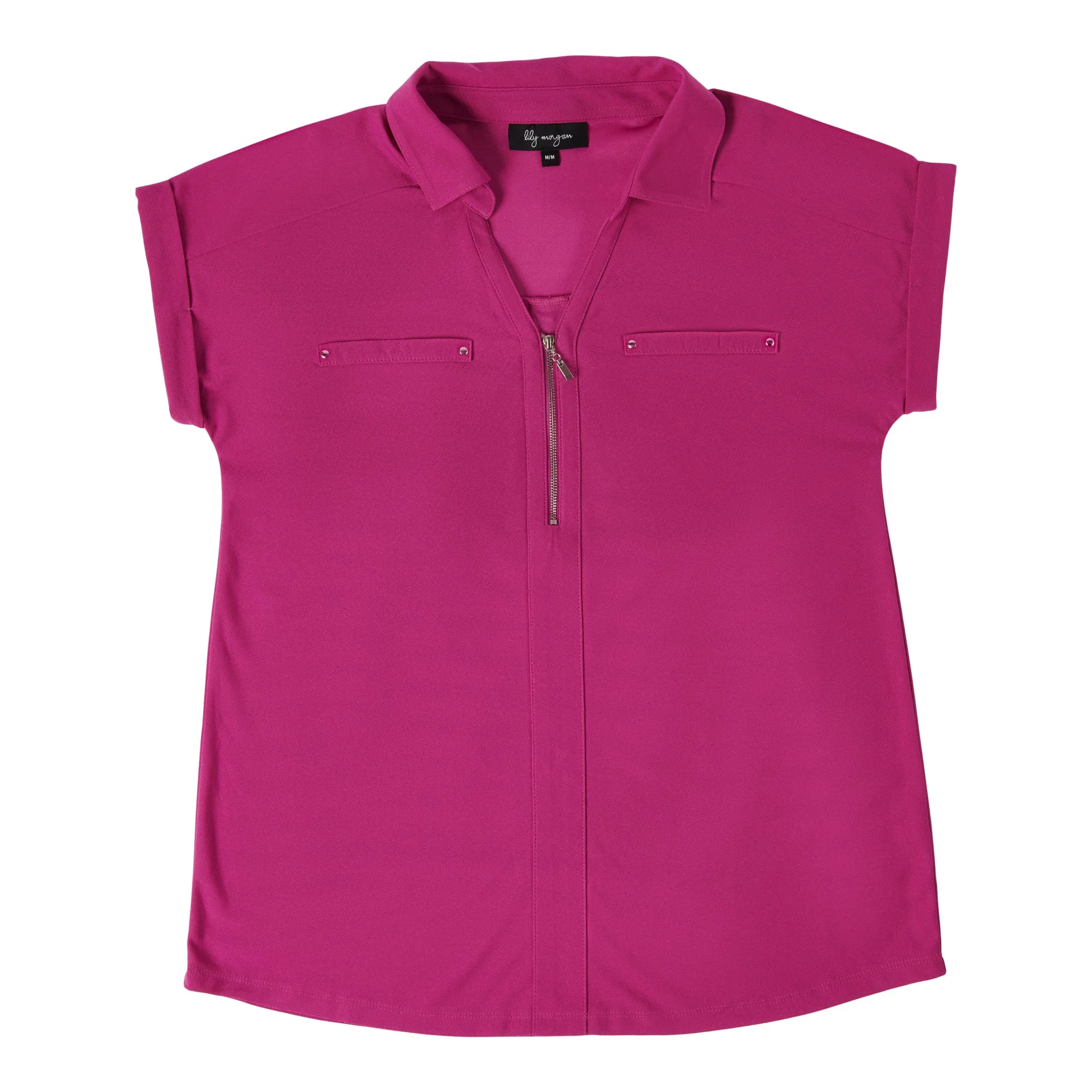 lily morgan Women's Solid Spring Flair Zip Front Top sold by Giant Tiger product image thumbnail 4