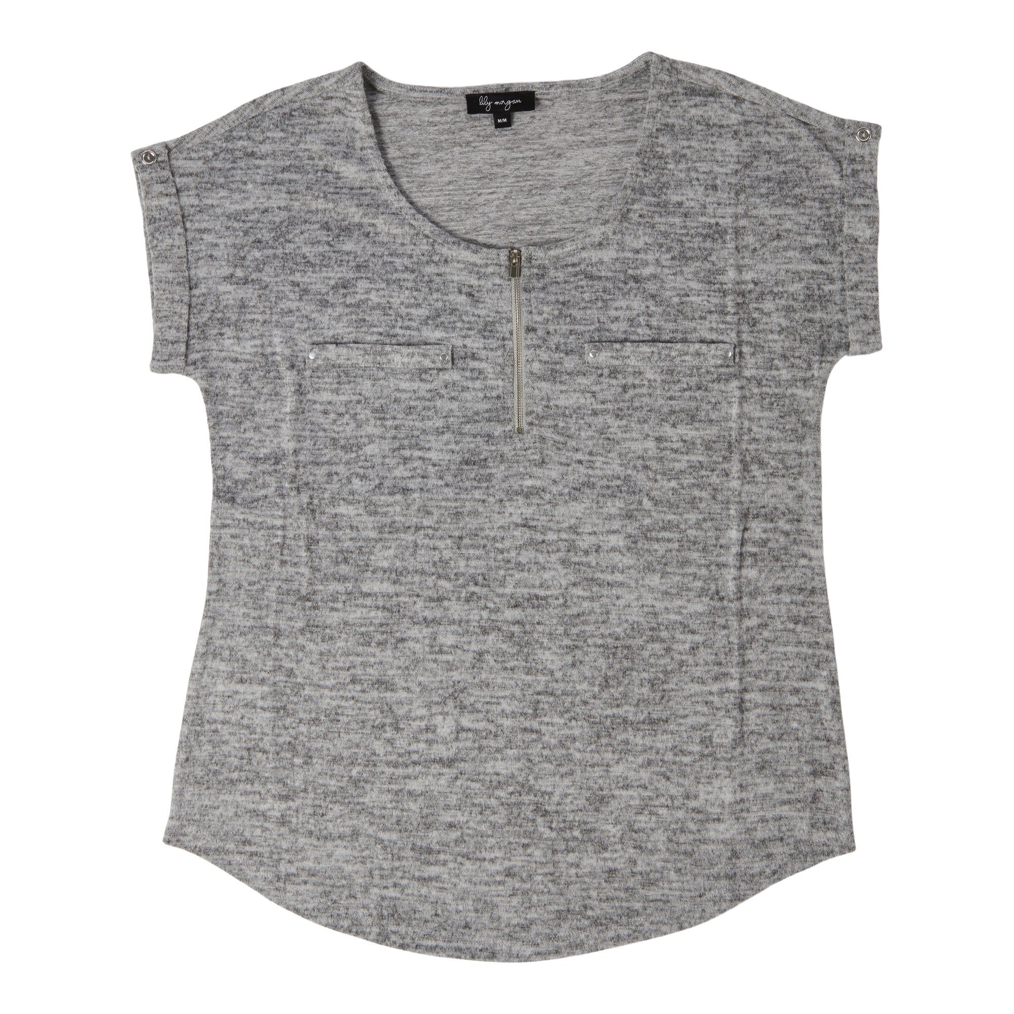 lily morgan Women's Urban Chic Zip Front Snit Top sold by Giant Tiger