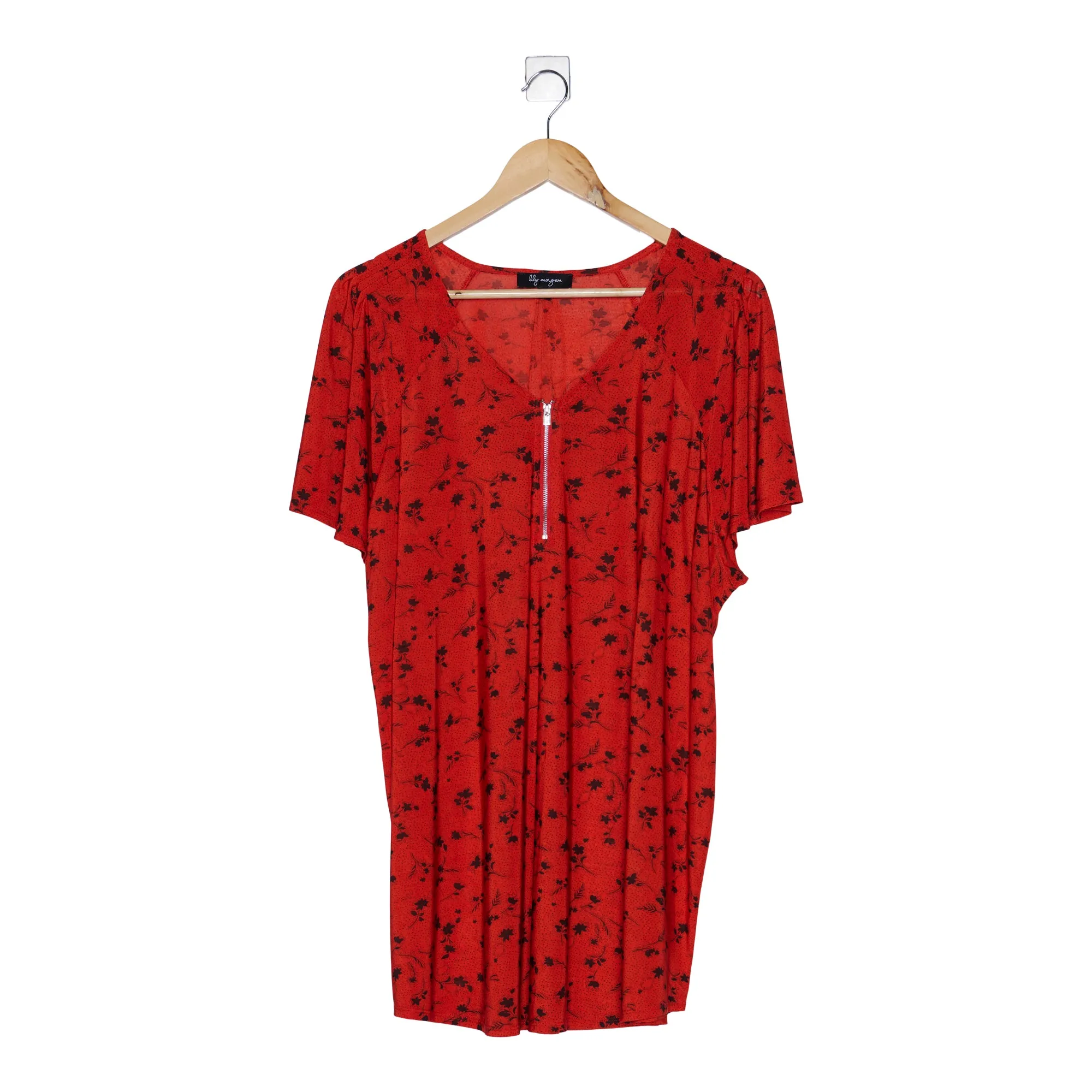 lily morgan Women's Plus Printed Flutter Sleeve Top sold by Giant Tiger product image thumbnail 3