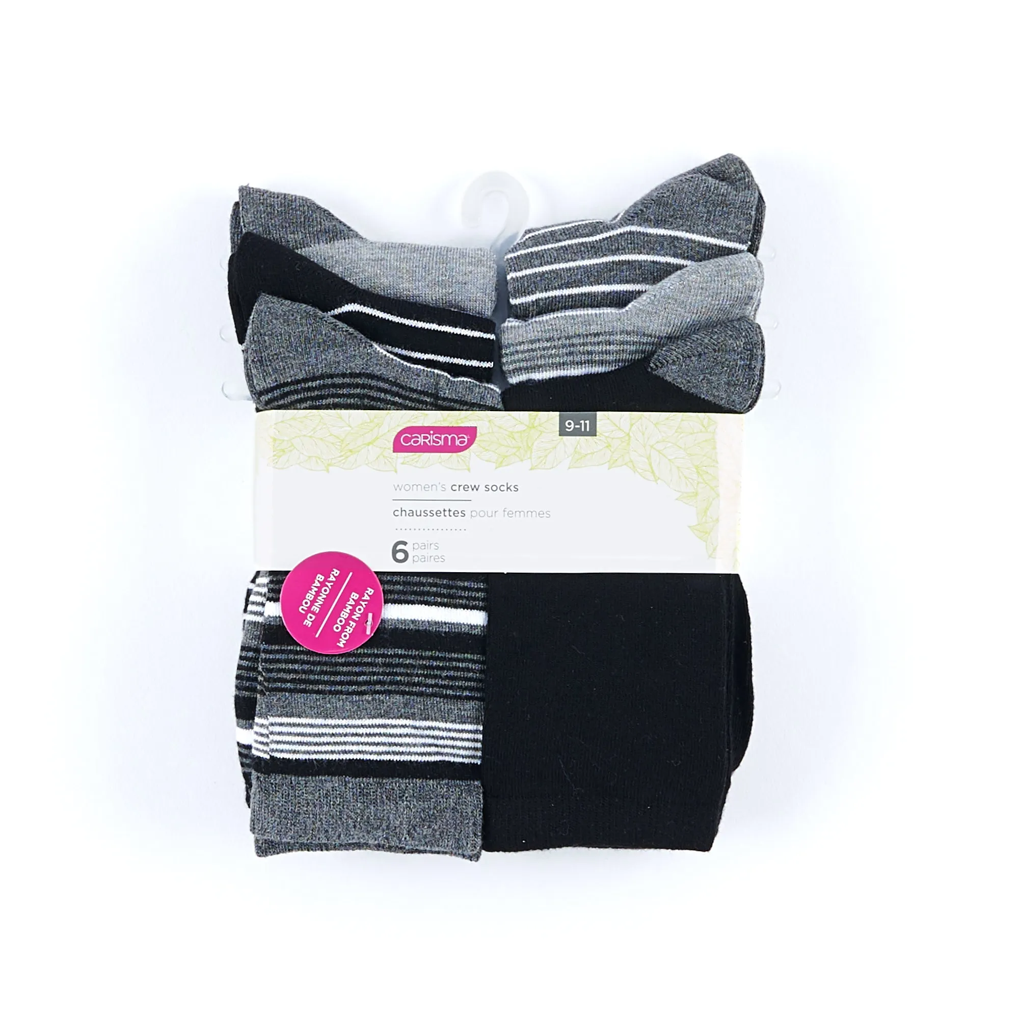 Carisma Women's Bamboo Crew Socks, 6-Pack sold by Giant Tiger