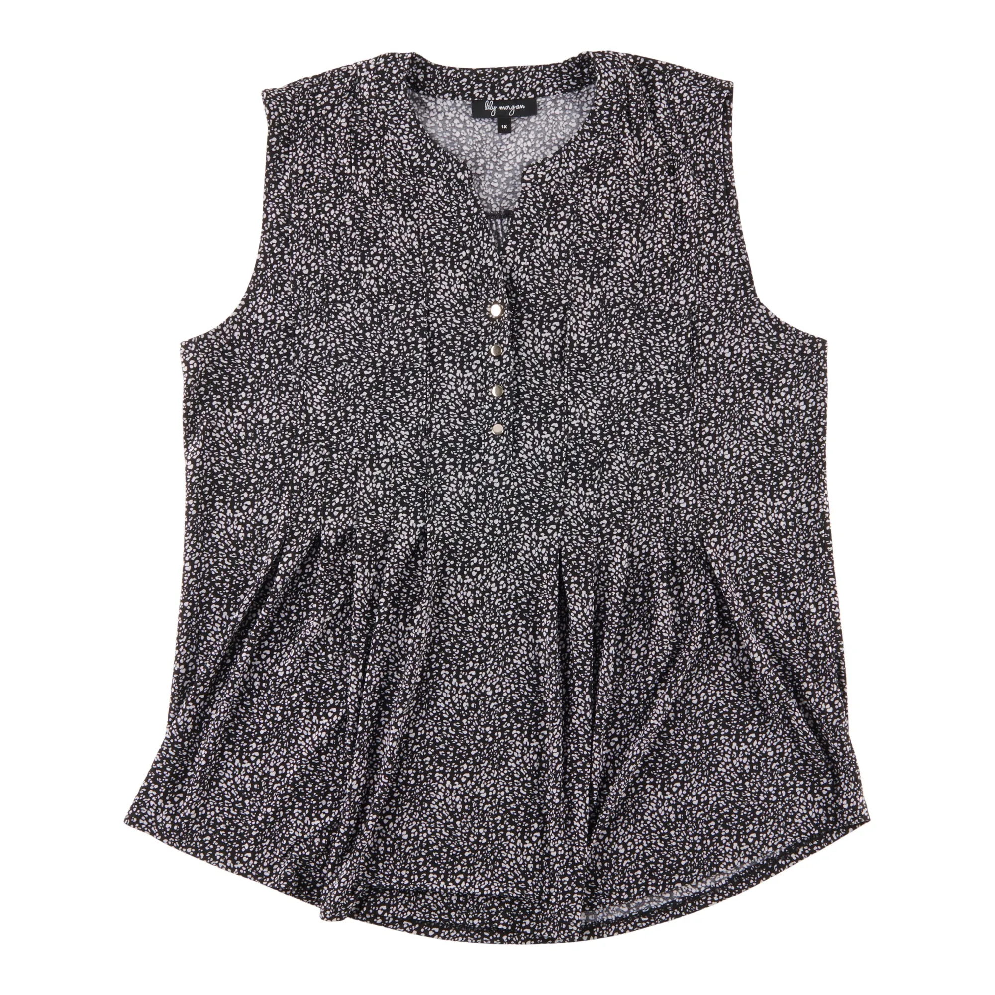 lily morgan Women's Plus Tropical Pintuck Sleeveless Top sold by Giant Tiger