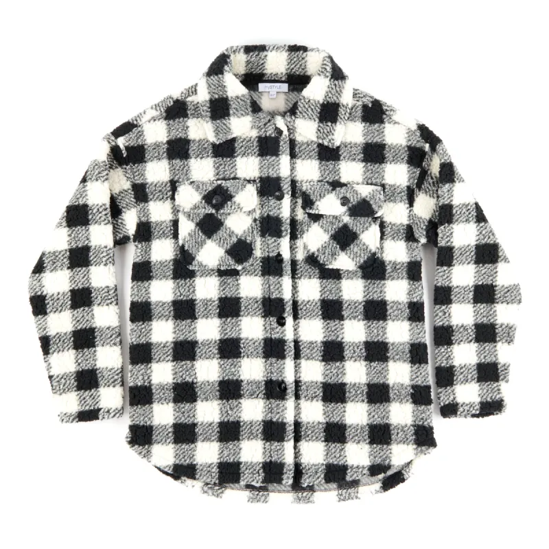 mySTYLE Women's North Country Plaid Sherpa Button Front Shacket sold by Giant Tiger