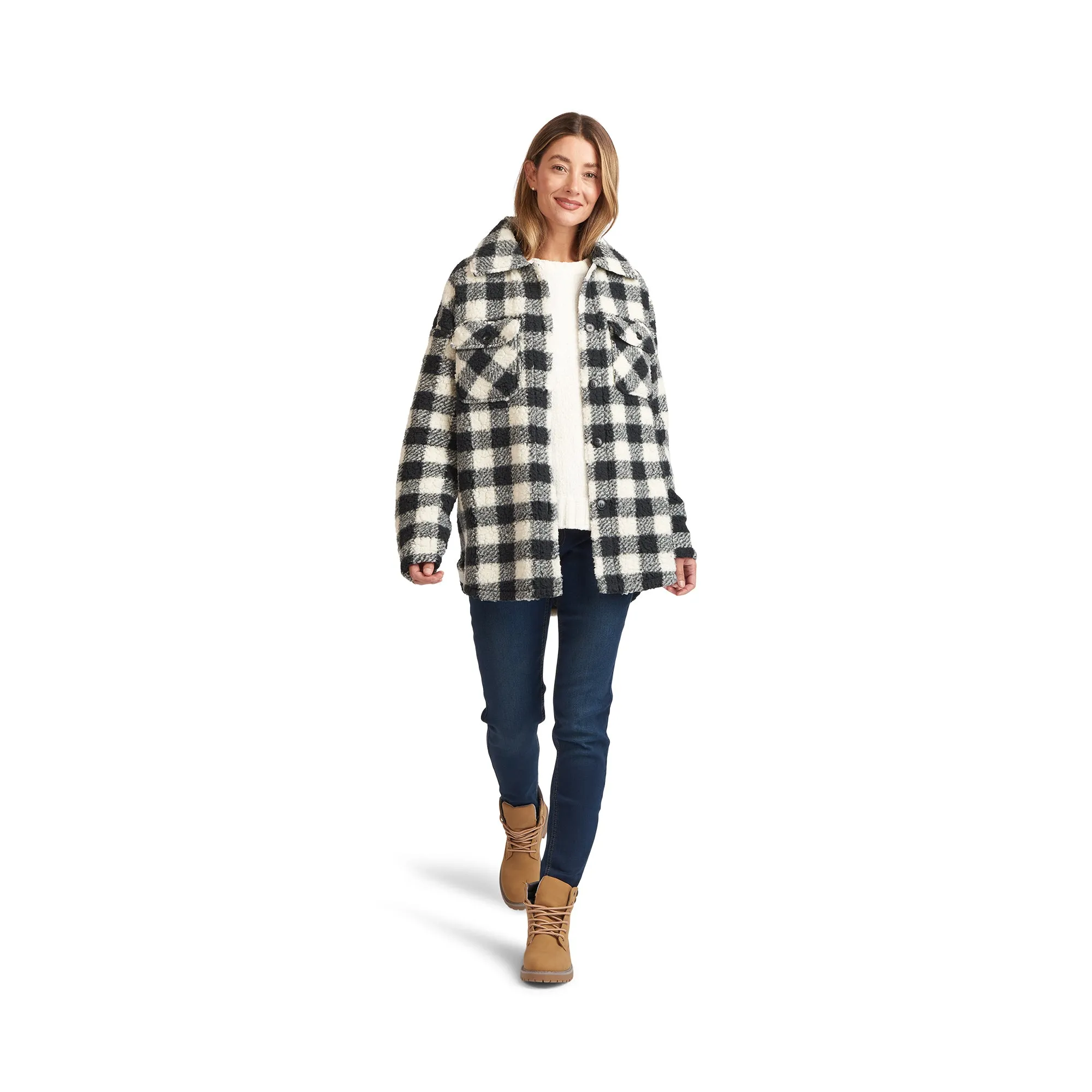 mySTYLE Women's North Country Plaid Sherpa Button Front Shacket sold by Giant Tiger product image thumbnail 2