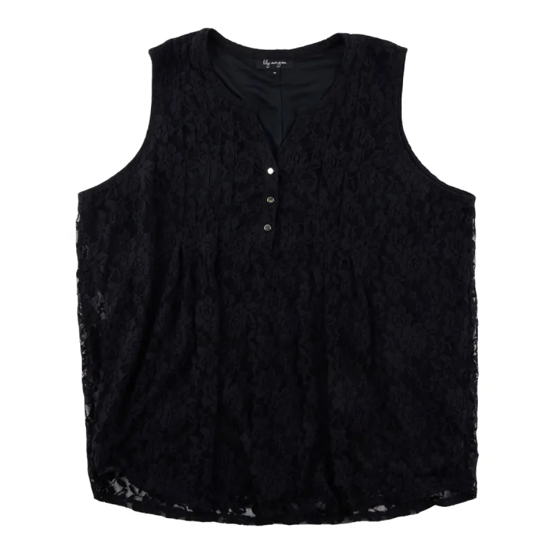 lily morgan Women's Plus Pintuck Lace Tank Blouse sold by Giant Tiger