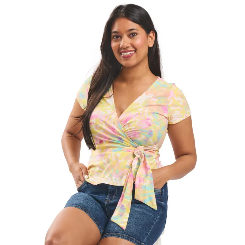 Women's Printed Wrap Short Sleeve Top, Assorted sold by Giant Tiger
