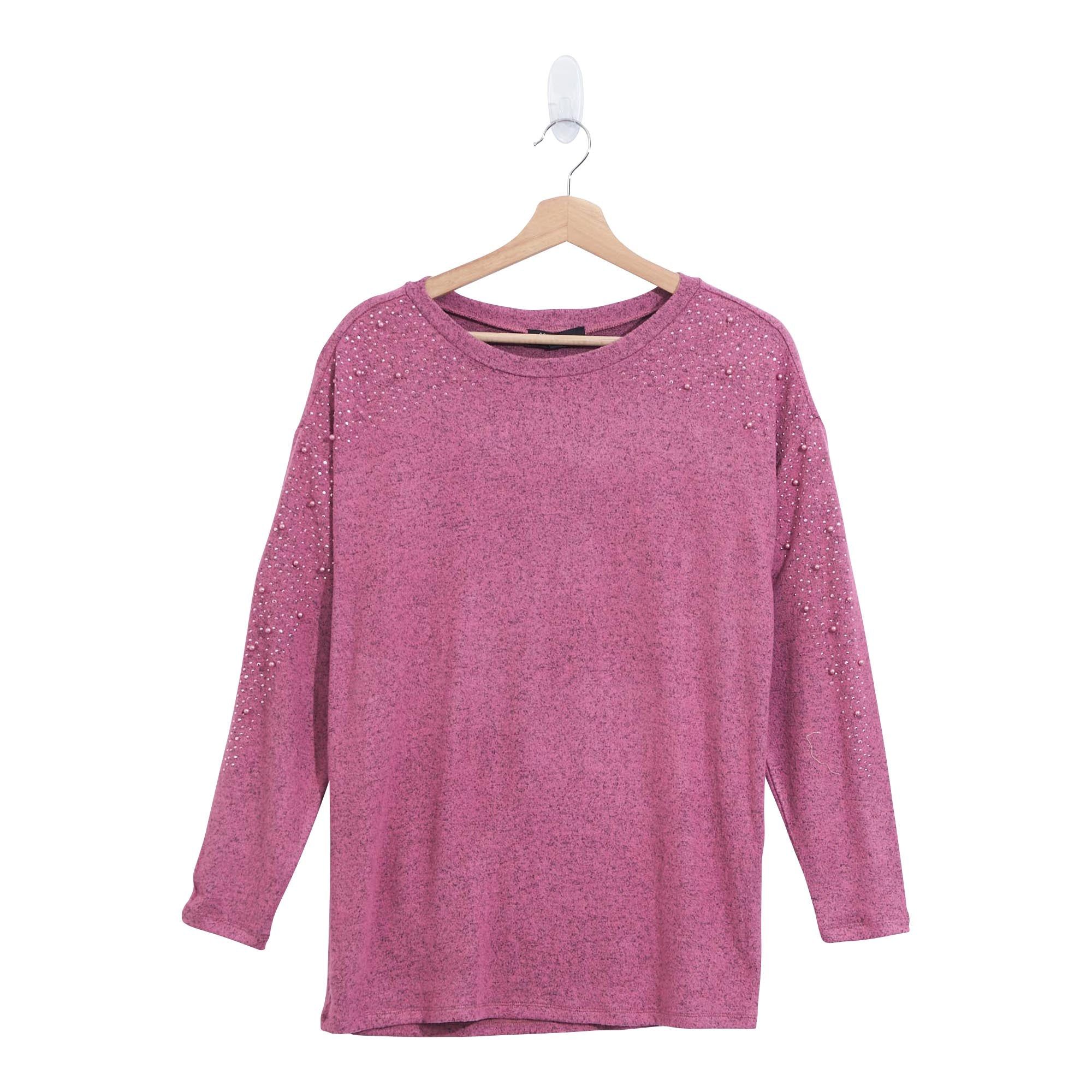 lily morgan Women's Plus Long Sleeve Pearl Trim Top sold by Giant Tiger product image thumbnail 3
