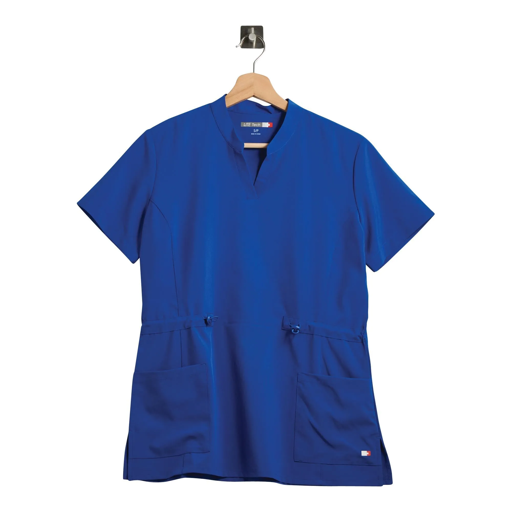 White Cross Women's Litetech Short Sleeve Split V-Neck Scrub Top with Elasticized Sides and Front Pockets sold by Giant Tiger