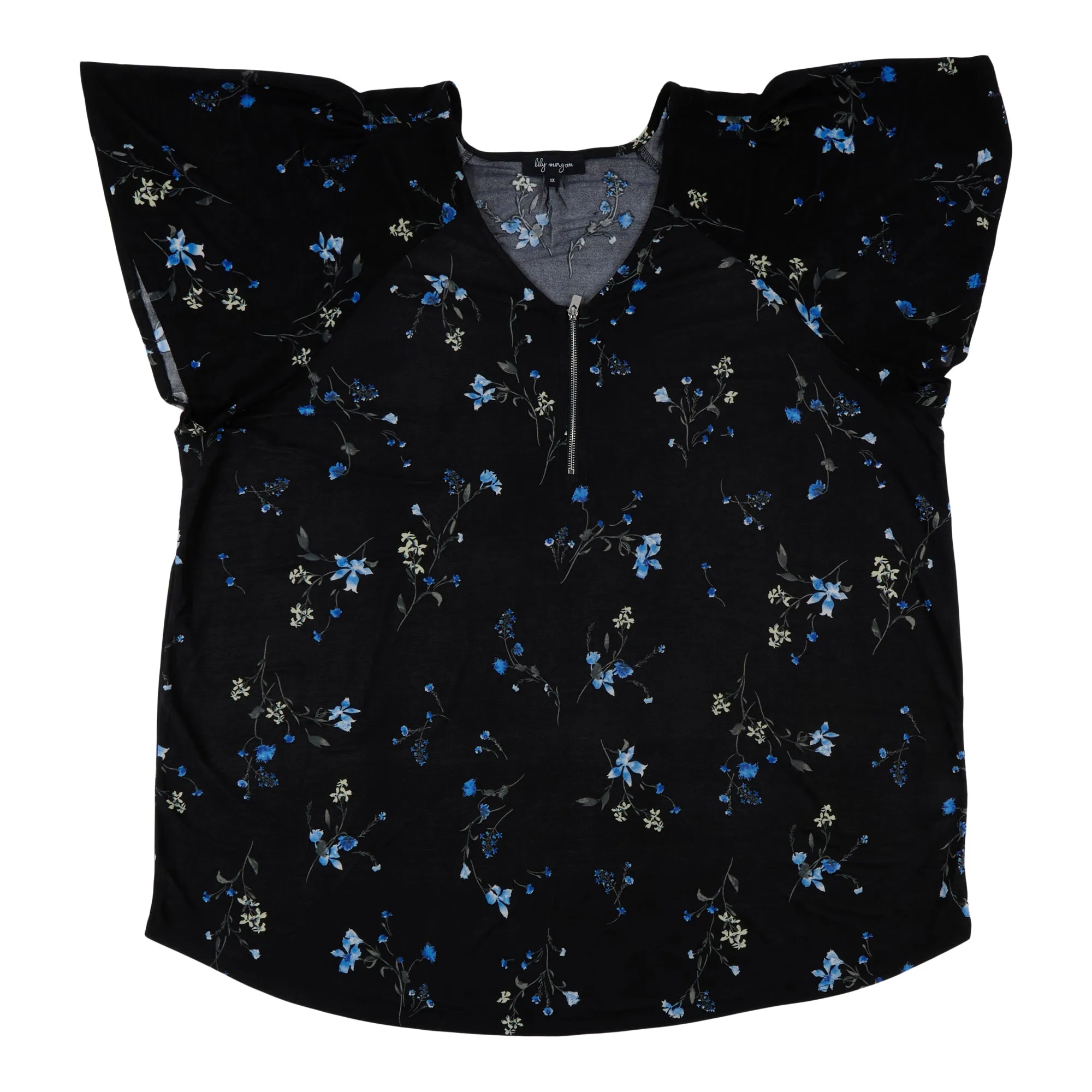 lily morgan Women's Plus V-Neck Flutter Sleeve Blouse sold by Giant Tiger