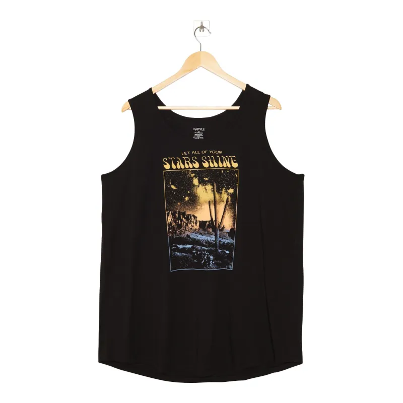 mySTYLE Women's Plus Quest Cotton Screen Printed Tank Top sold by Giant Tiger